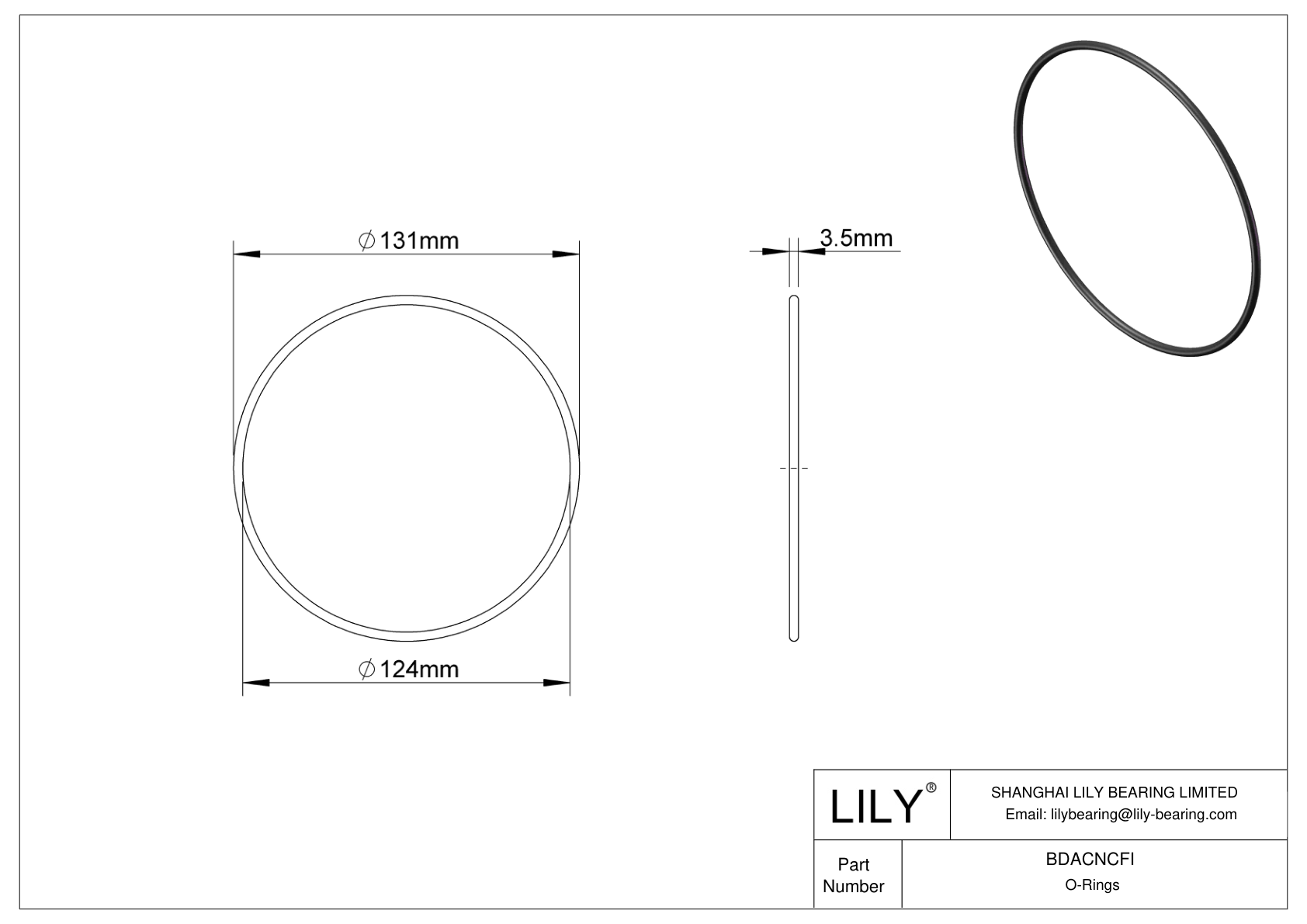 BDACNCFI Oil Resistant O-Rings Round cad drawing