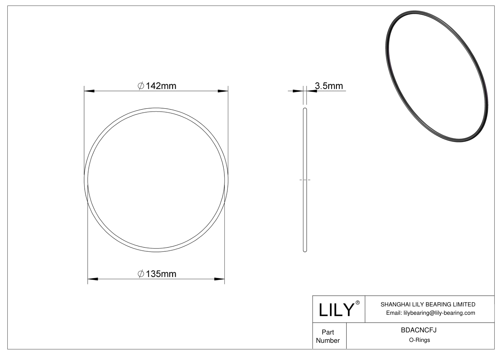 BDACNCFJ Oil Resistant O-Rings Round cad drawing