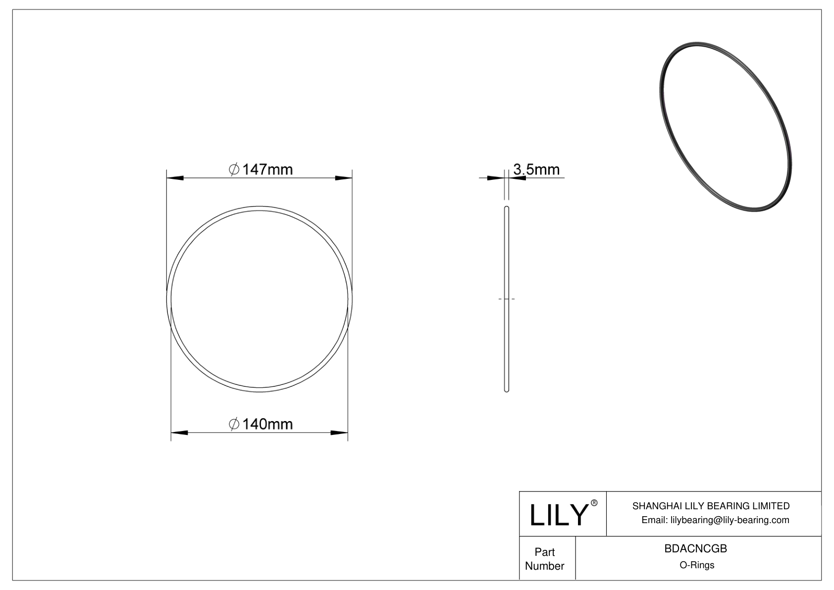 BDACNCGB Oil Resistant O-Rings Round cad drawing