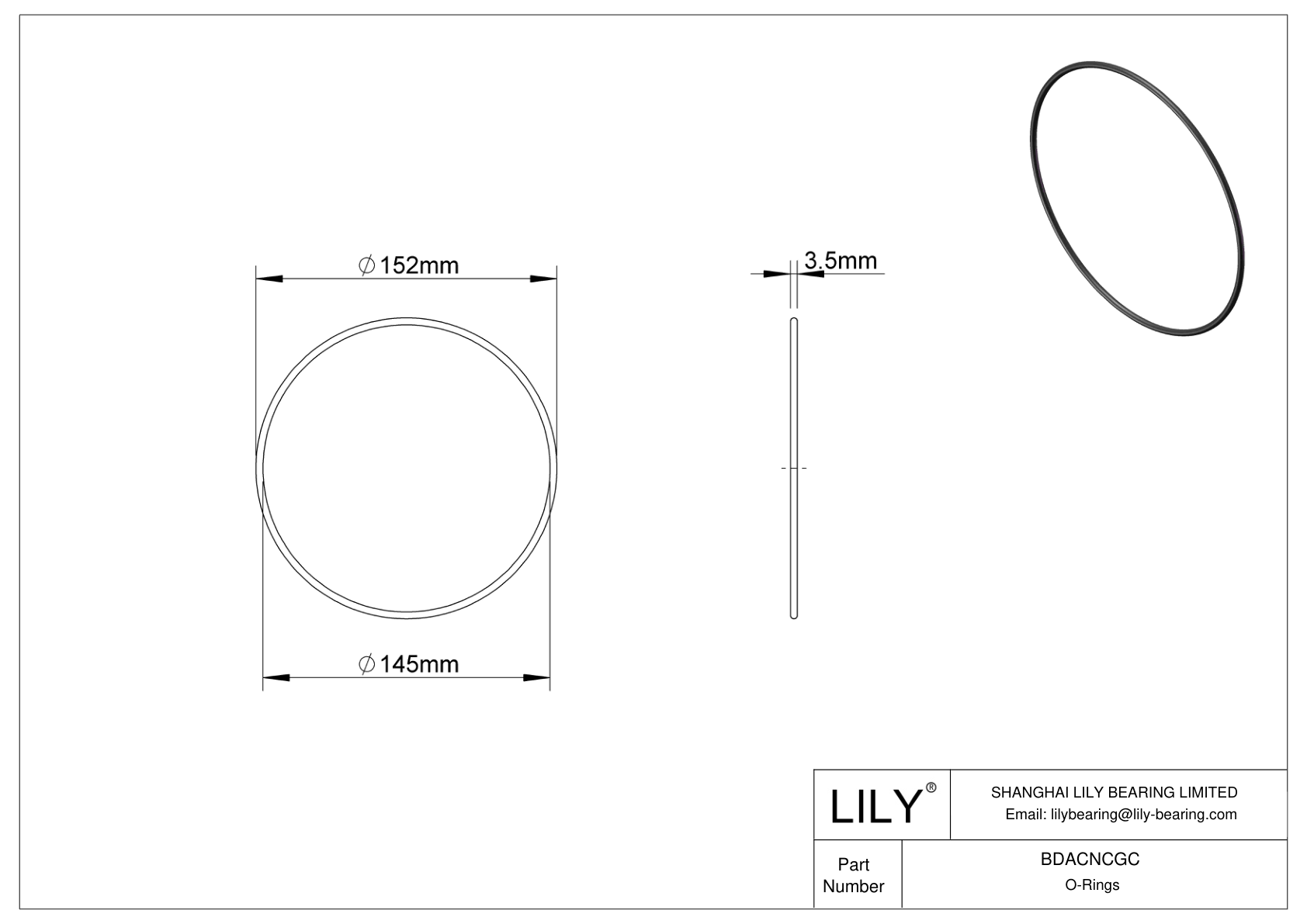 BDACNCGC Oil Resistant O-Rings Round cad drawing