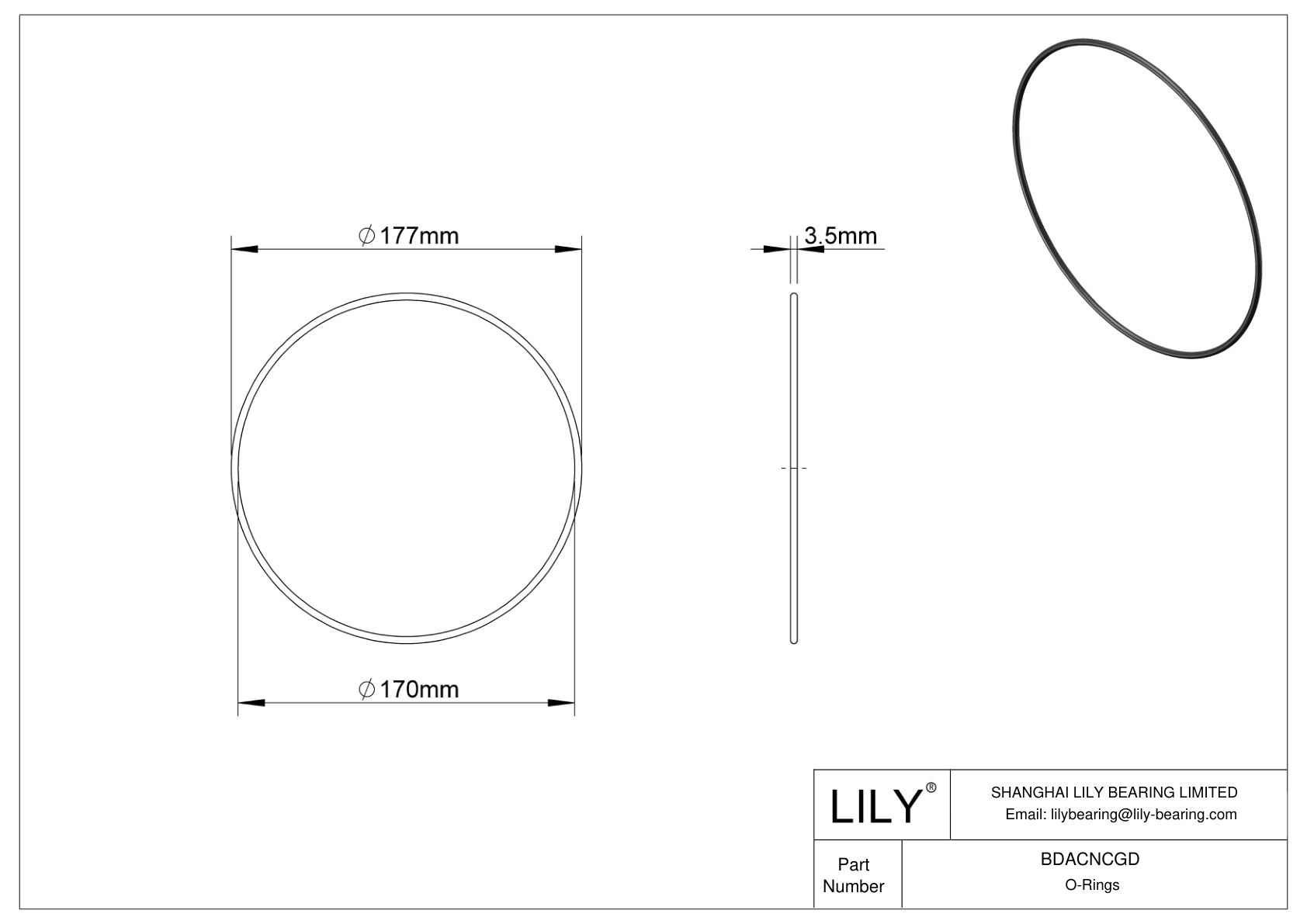 BDACNCGD Oil Resistant O-Rings Round cad drawing