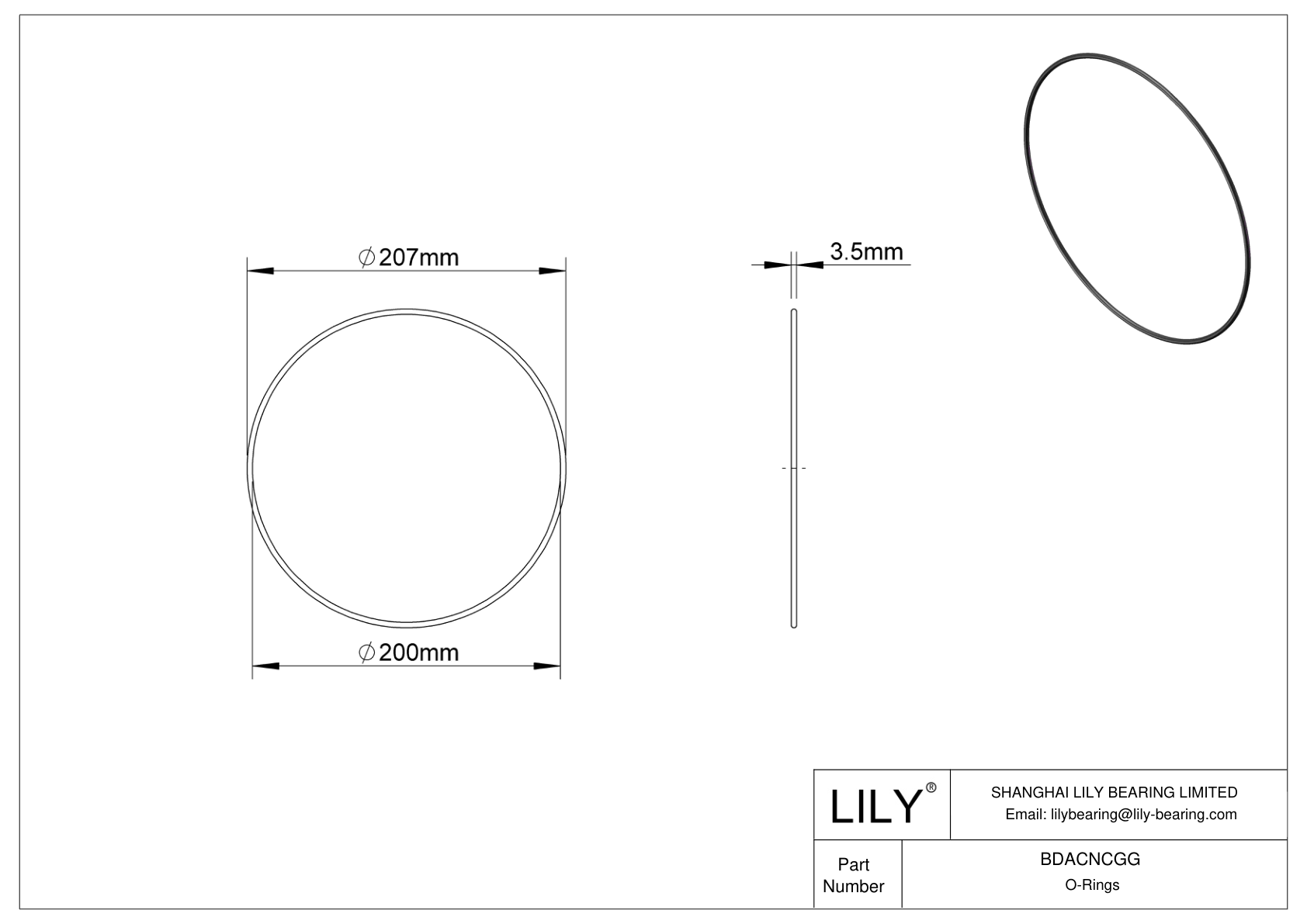 BDACNCGG Oil Resistant O-Rings Round cad drawing