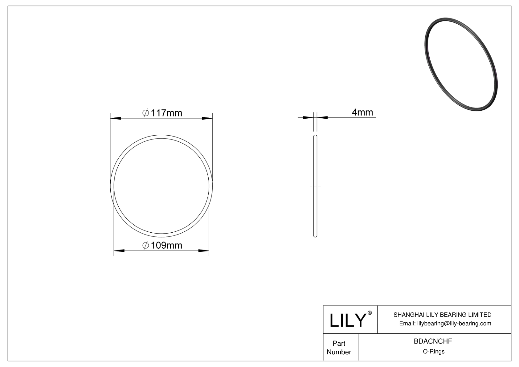 BDACNCHF Oil Resistant O-Rings Round cad drawing