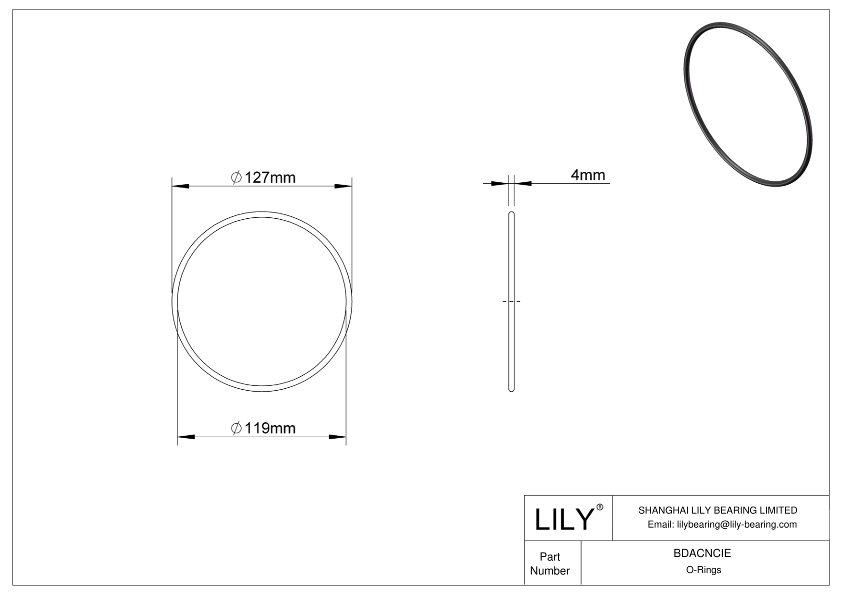 BDACNCIE Oil Resistant O-Rings Round cad drawing