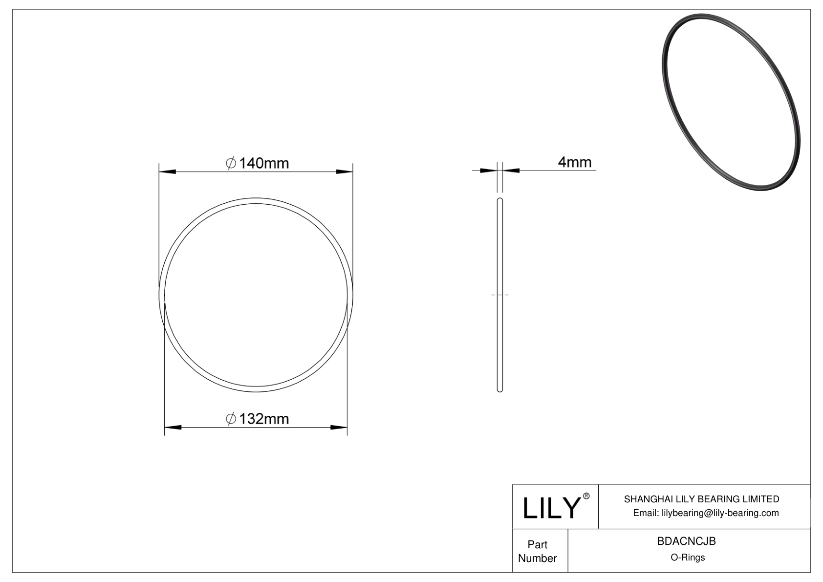 BDACNCJB Oil Resistant O-Rings Round cad drawing