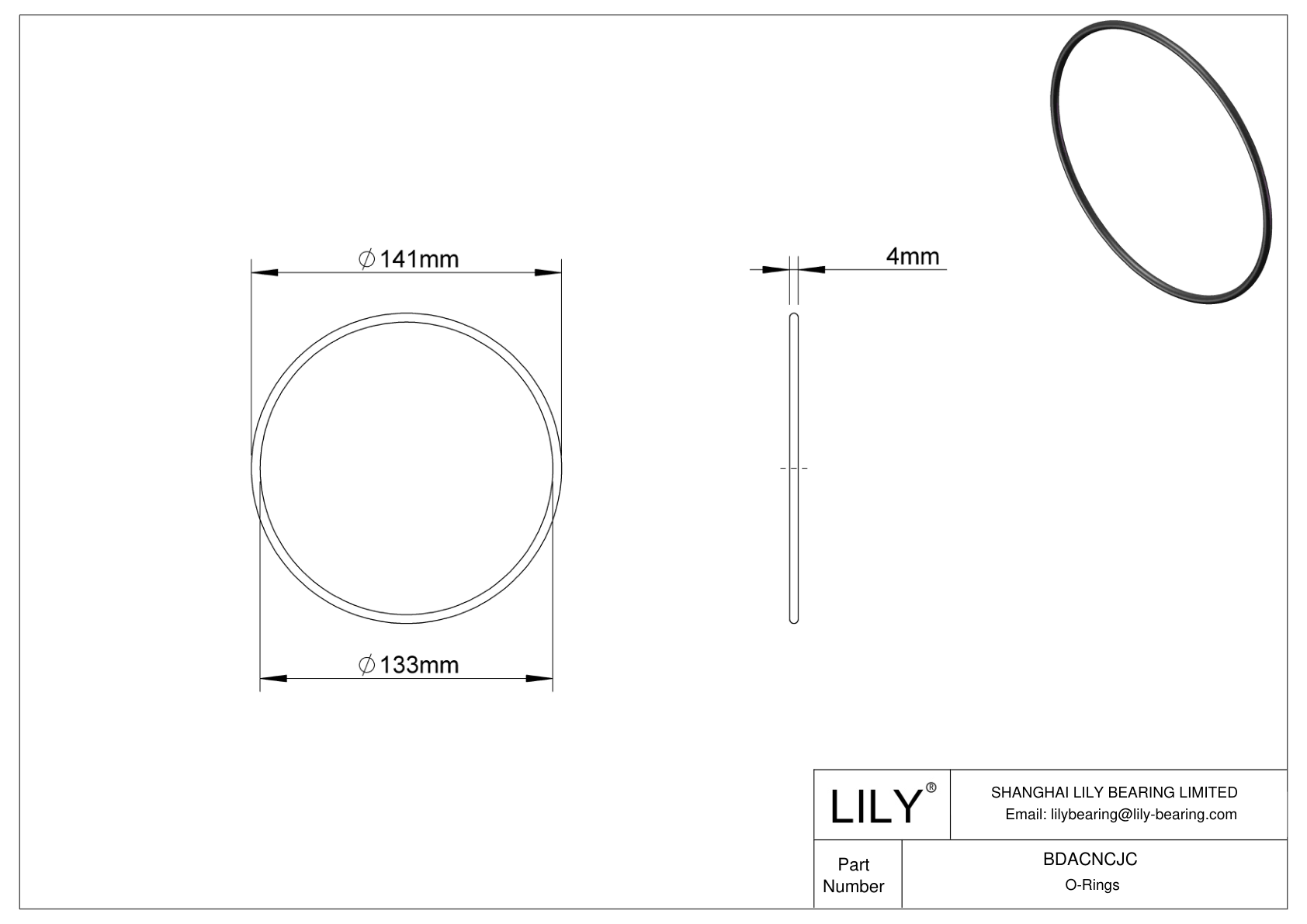 BDACNCJC Oil Resistant O-Rings Round cad drawing