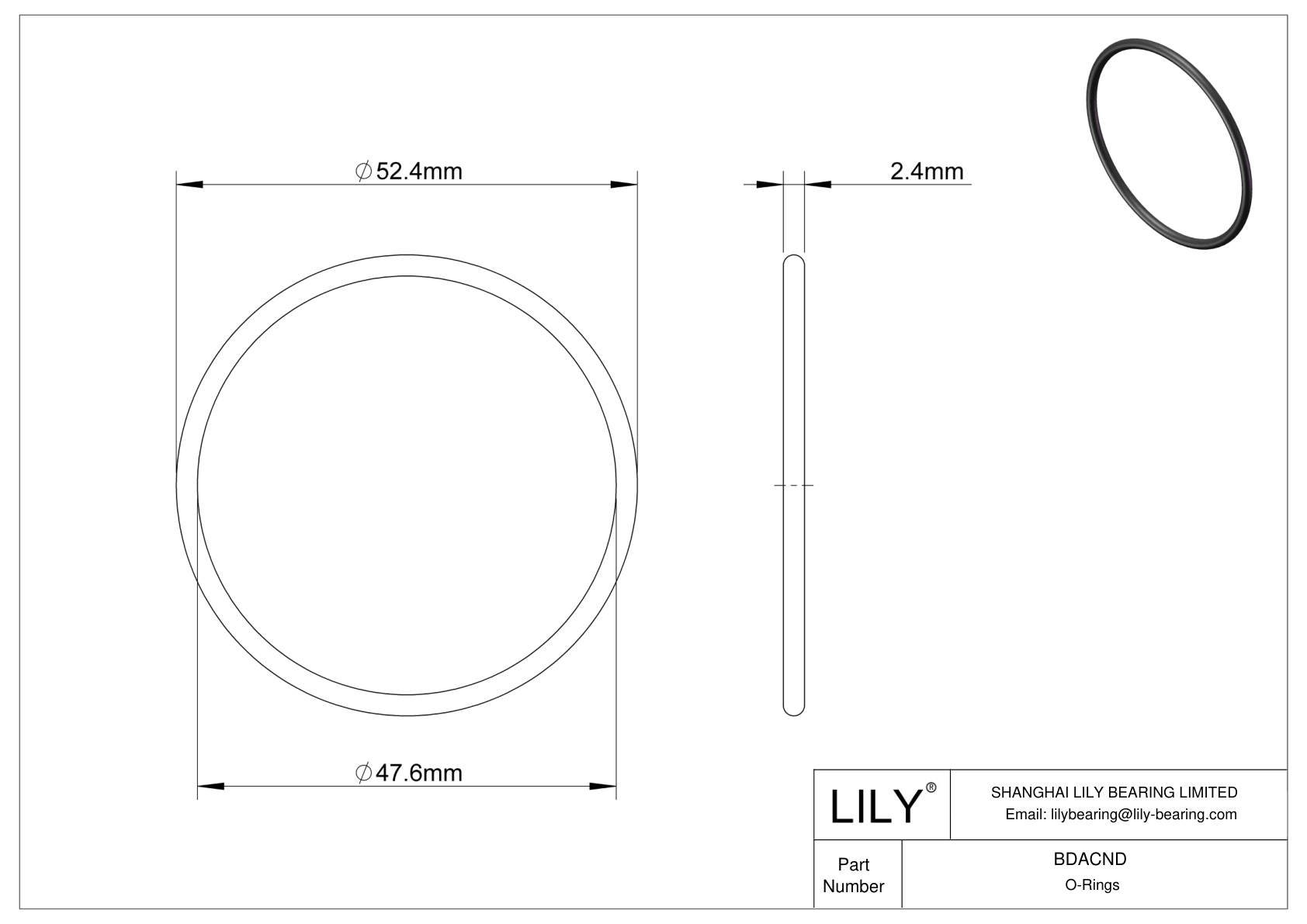 BDACND Juntas tóricas redondas resistentes al aceite cad drawing