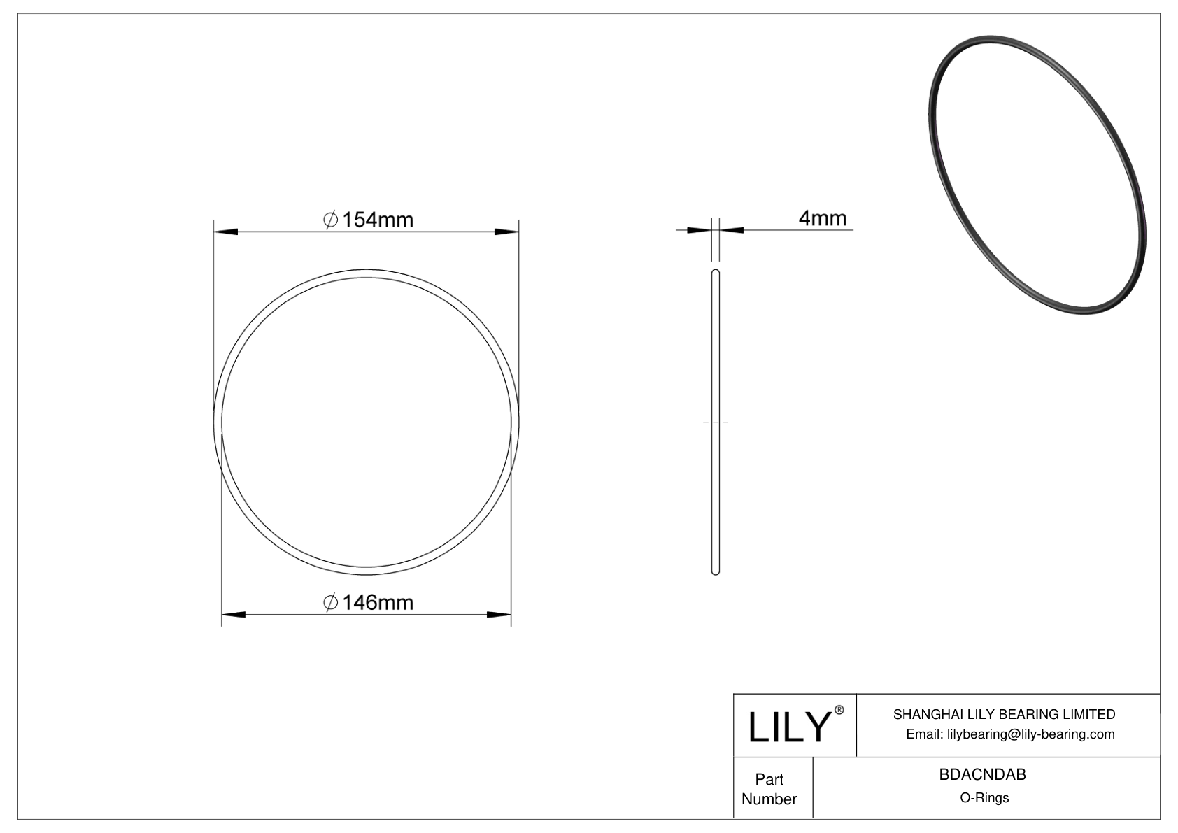 BDACNDAB Oil Resistant O-Rings Round cad drawing