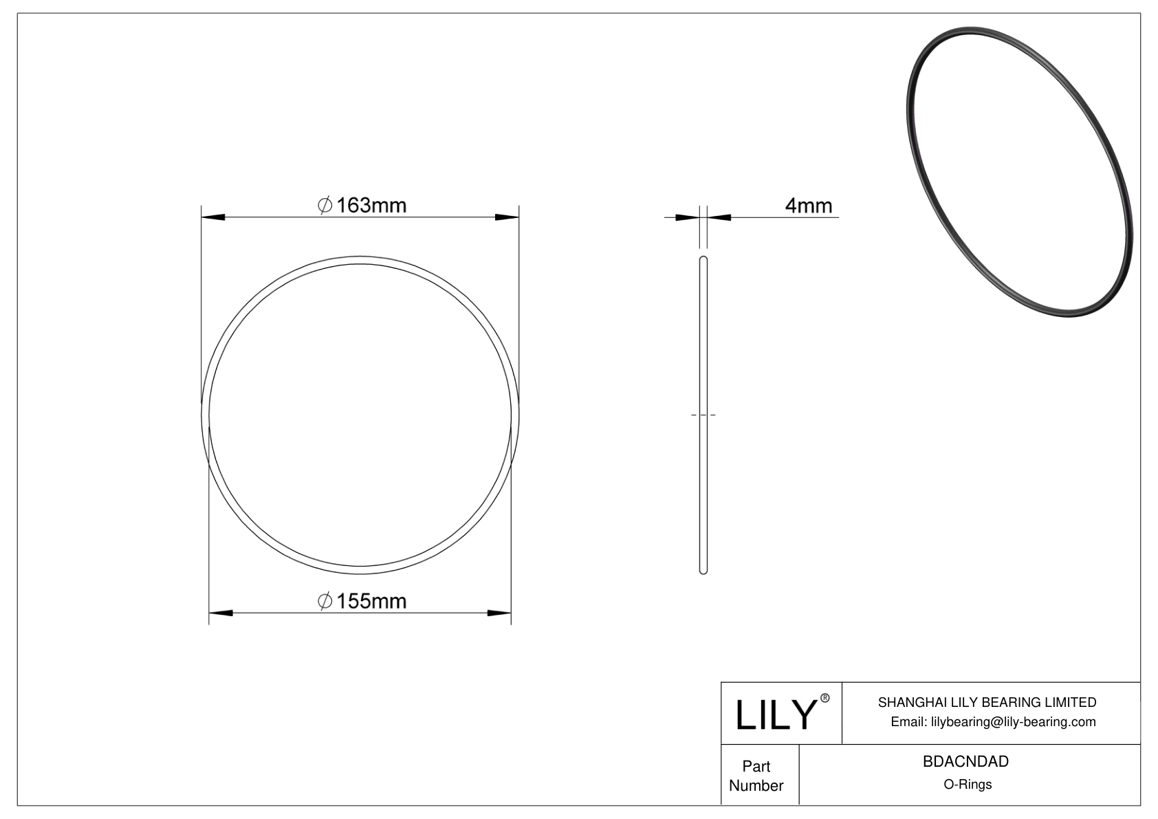 BDACNDAD Oil Resistant O-Rings Round cad drawing