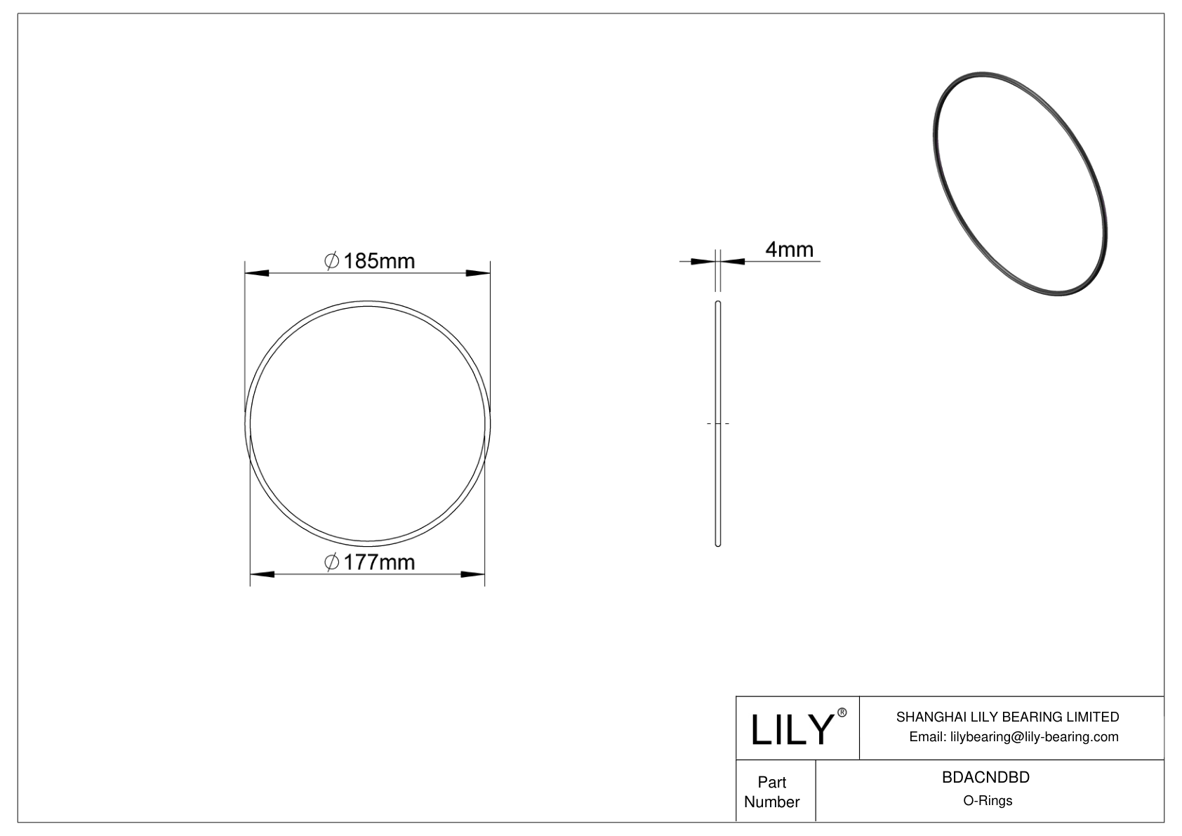 BDACNDBD Oil Resistant O-Rings Round cad drawing