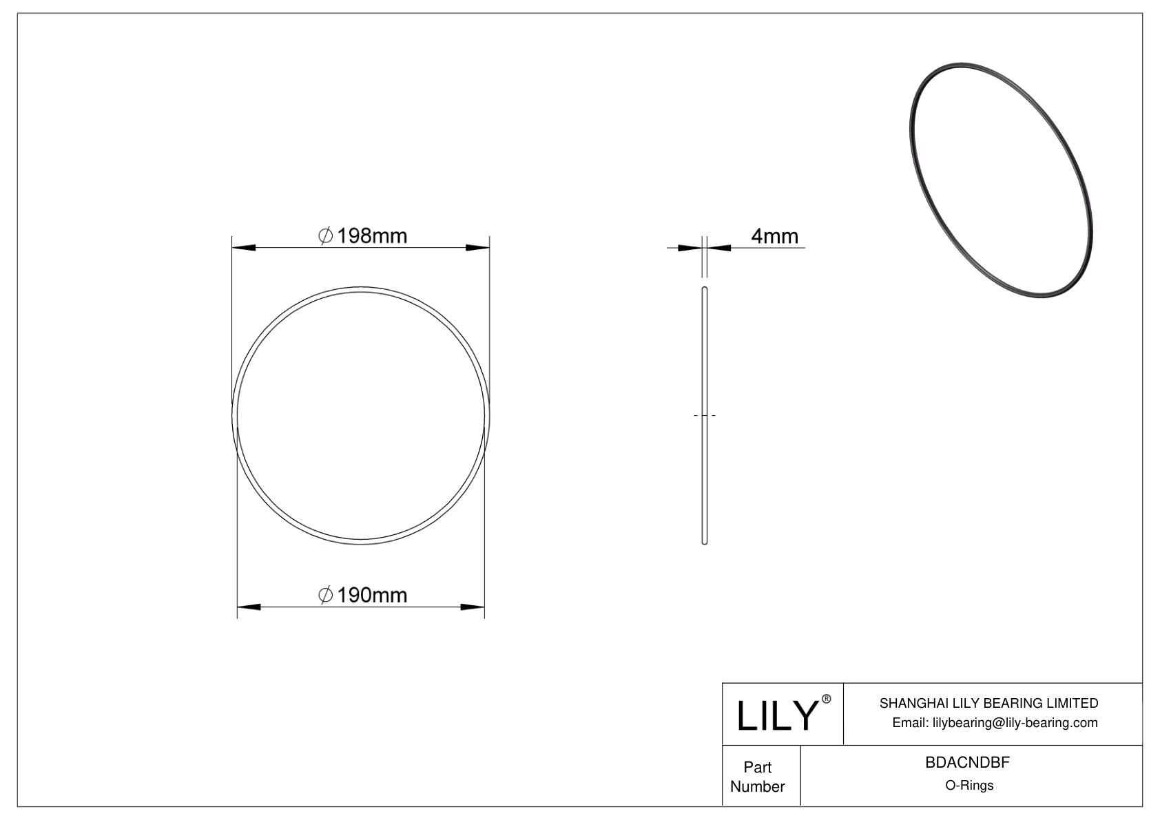 BDACNDBF Oil Resistant O-Rings Round cad drawing