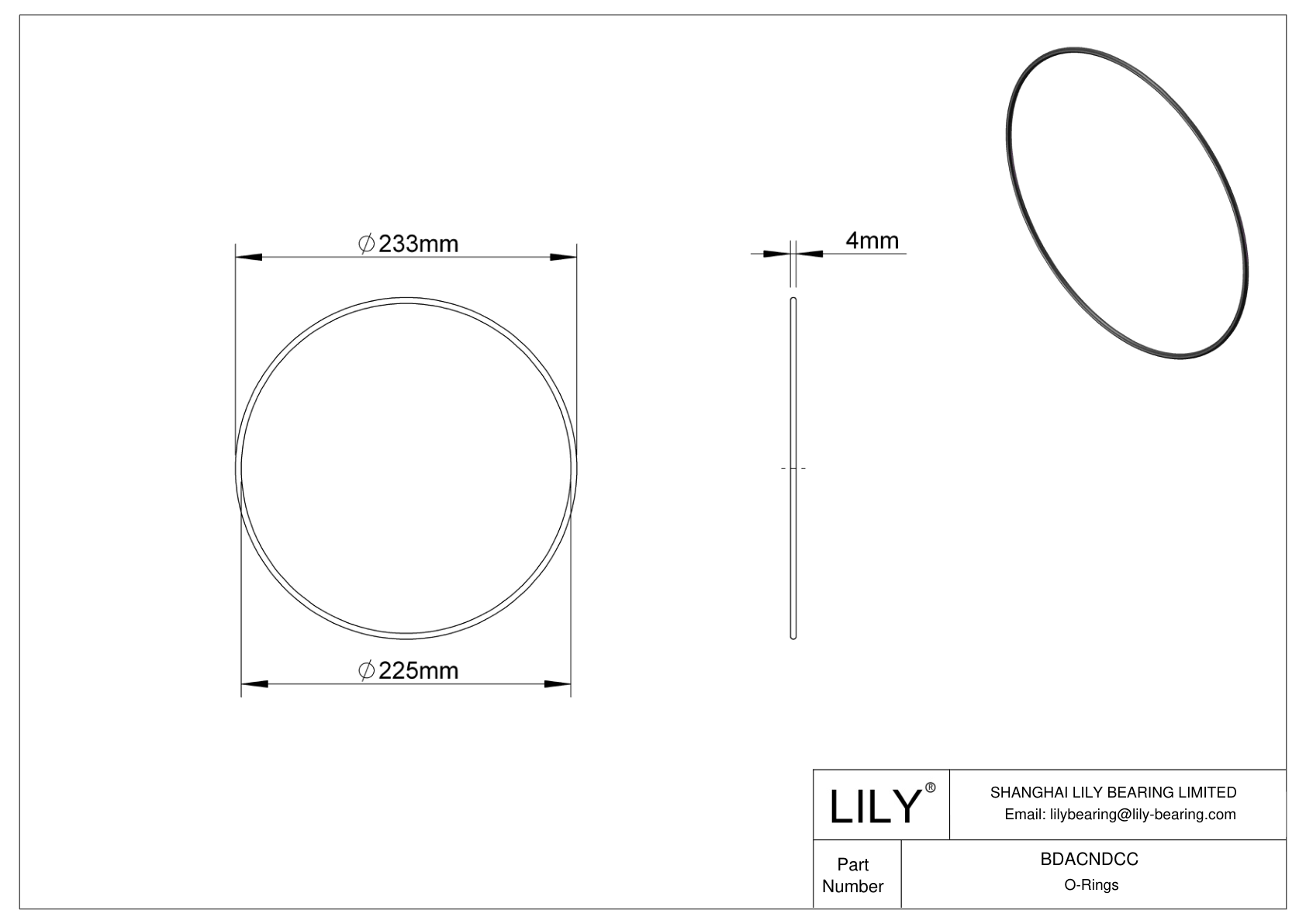 BDACNDCC Oil Resistant O-Rings Round cad drawing