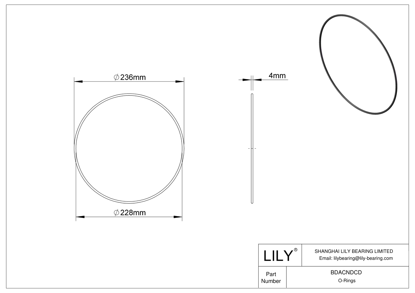 BDACNDCD Oil Resistant O-Rings Round cad drawing