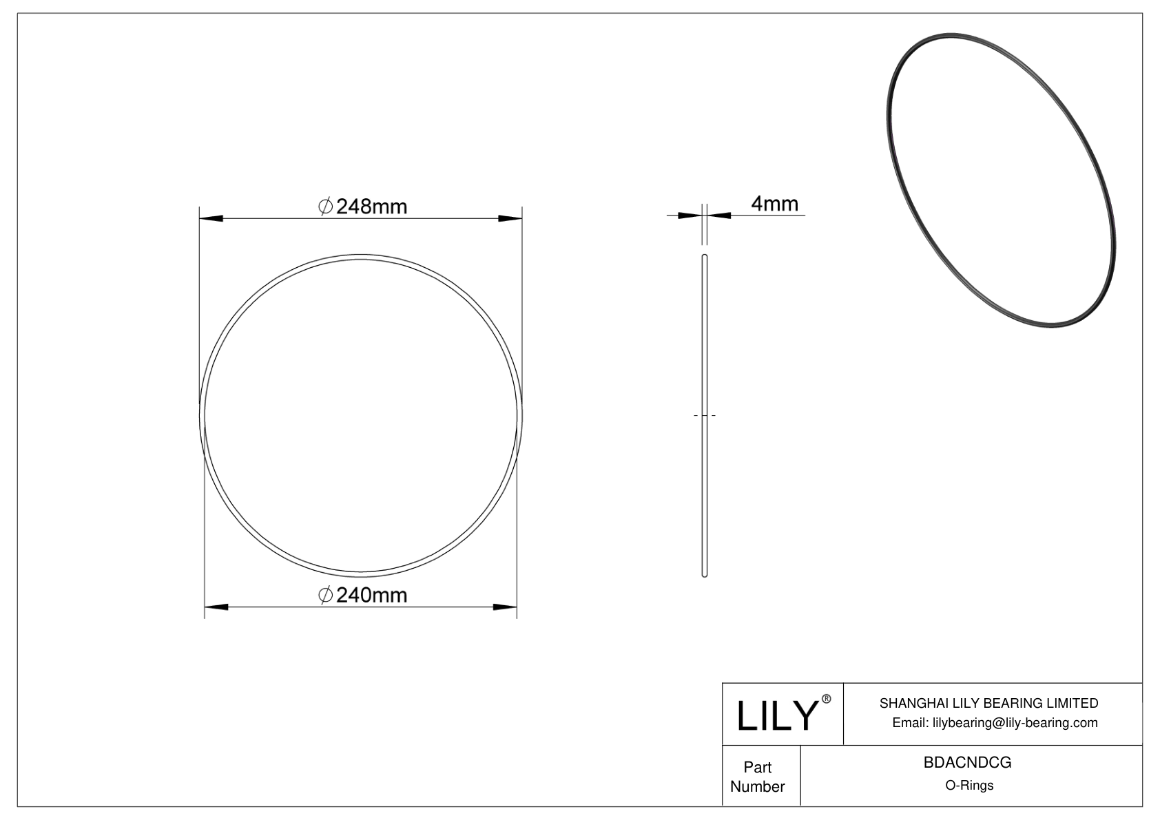 BDACNDCG Oil Resistant O-Rings Round cad drawing