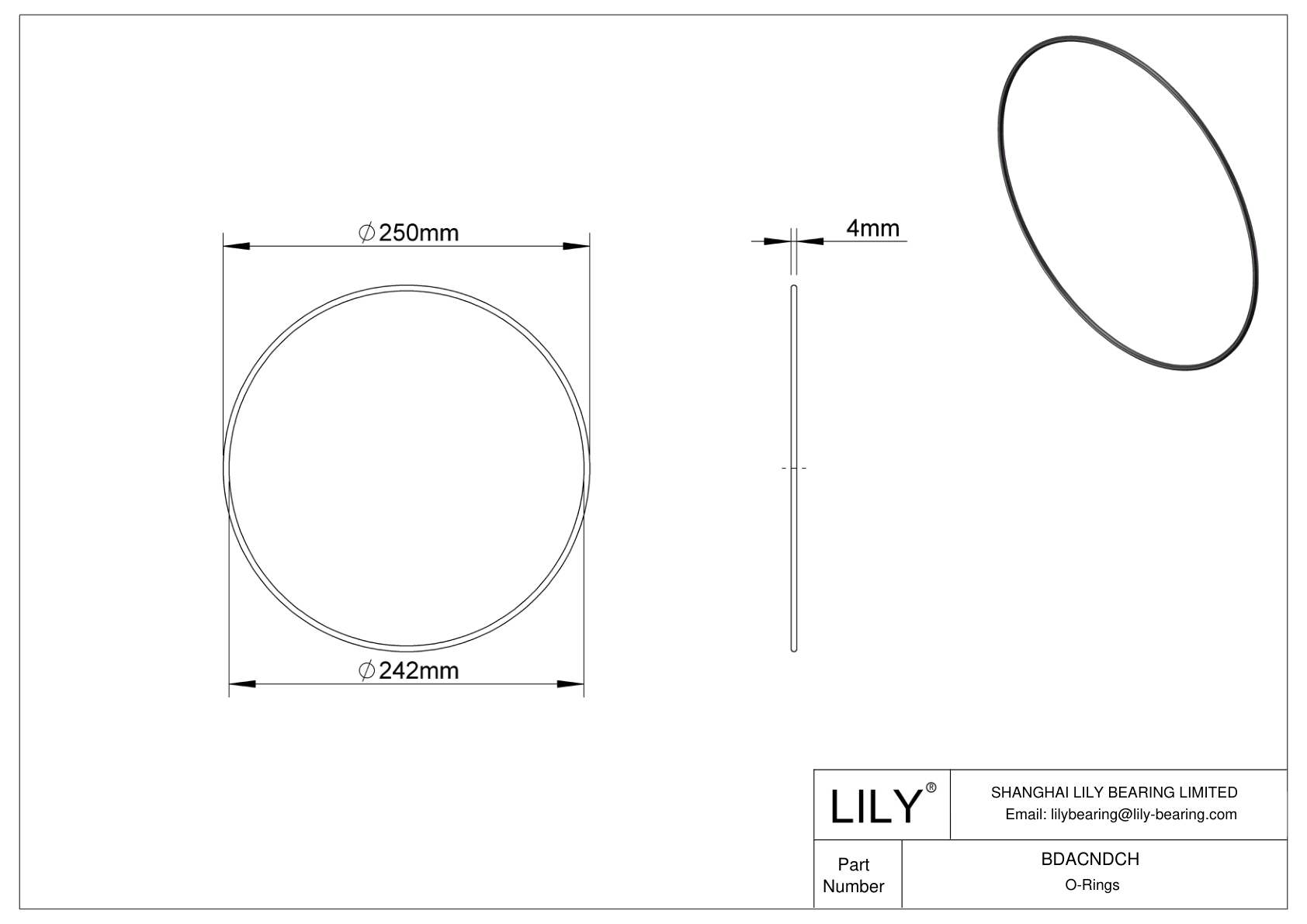 BDACNDCH Oil Resistant O-Rings Round cad drawing