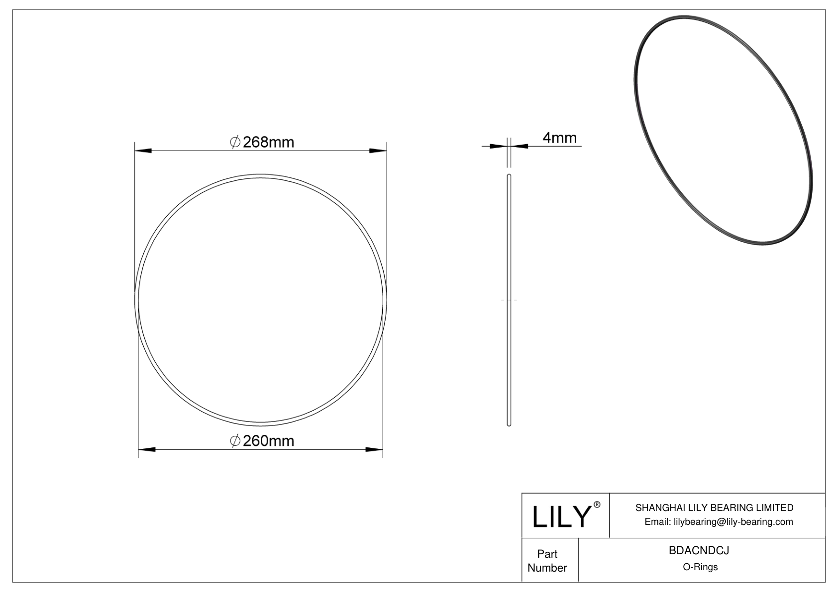 BDACNDCJ Oil Resistant O-Rings Round cad drawing