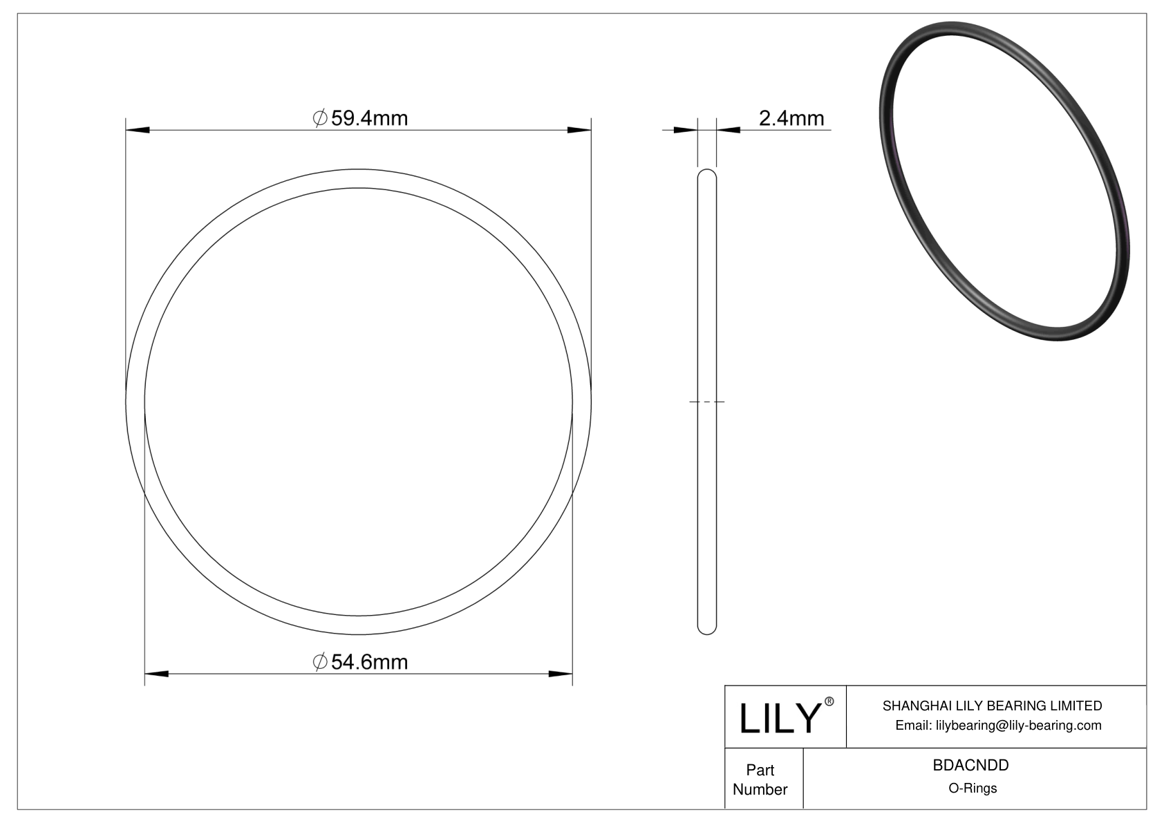 BDACNDD Oil Resistant O-Rings Round cad drawing