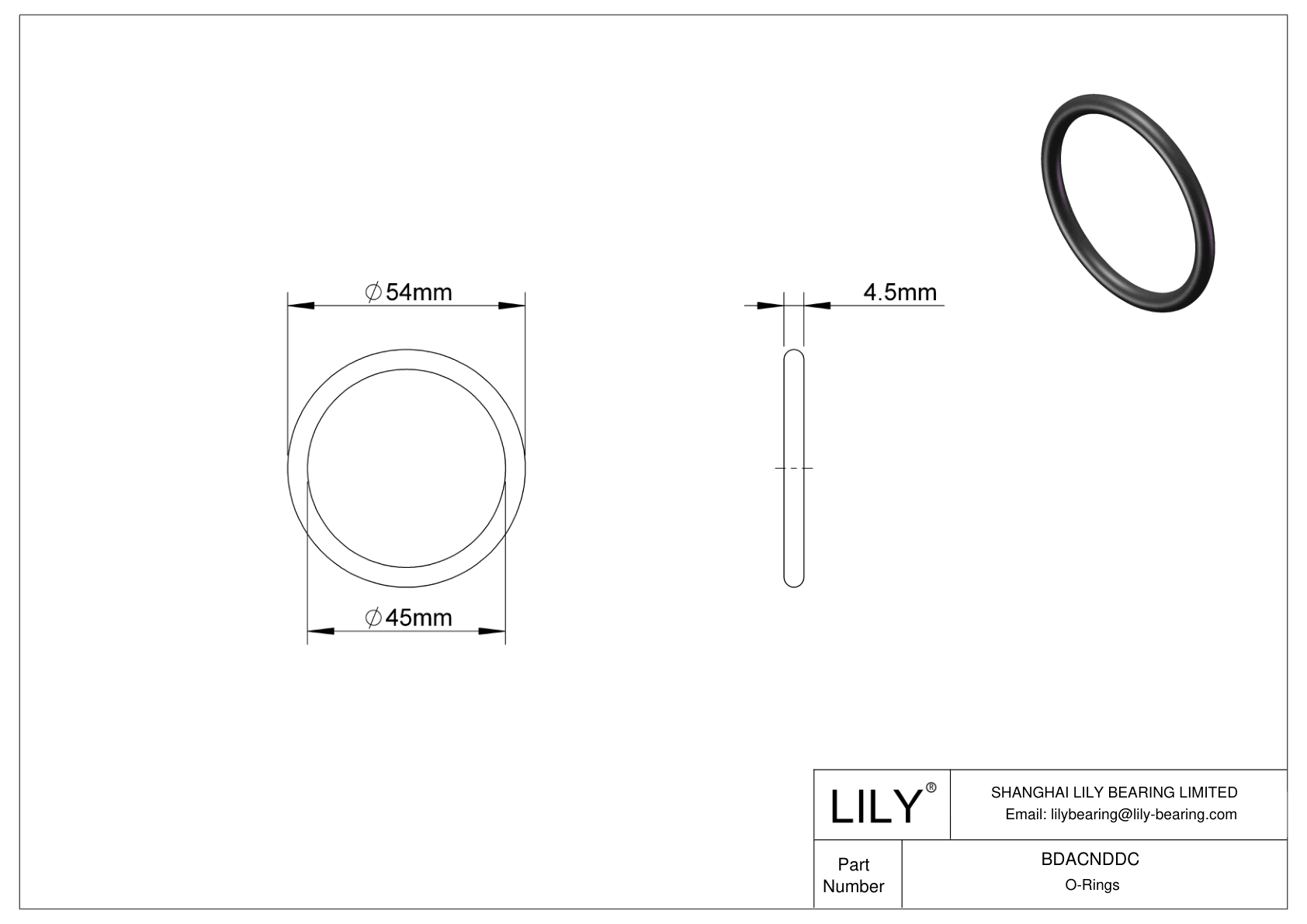 BDACNDDC Oil Resistant O-Rings Round cad drawing