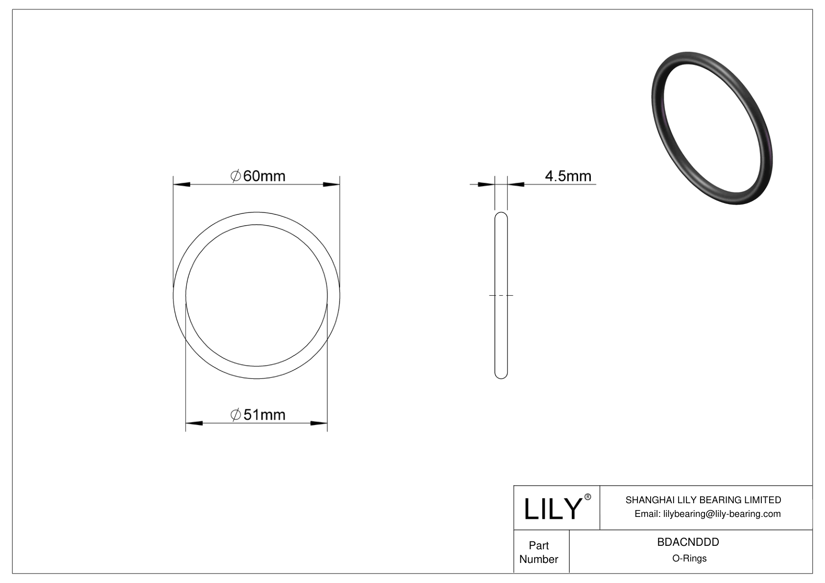 BDACNDDD Oil Resistant O-Rings Round cad drawing