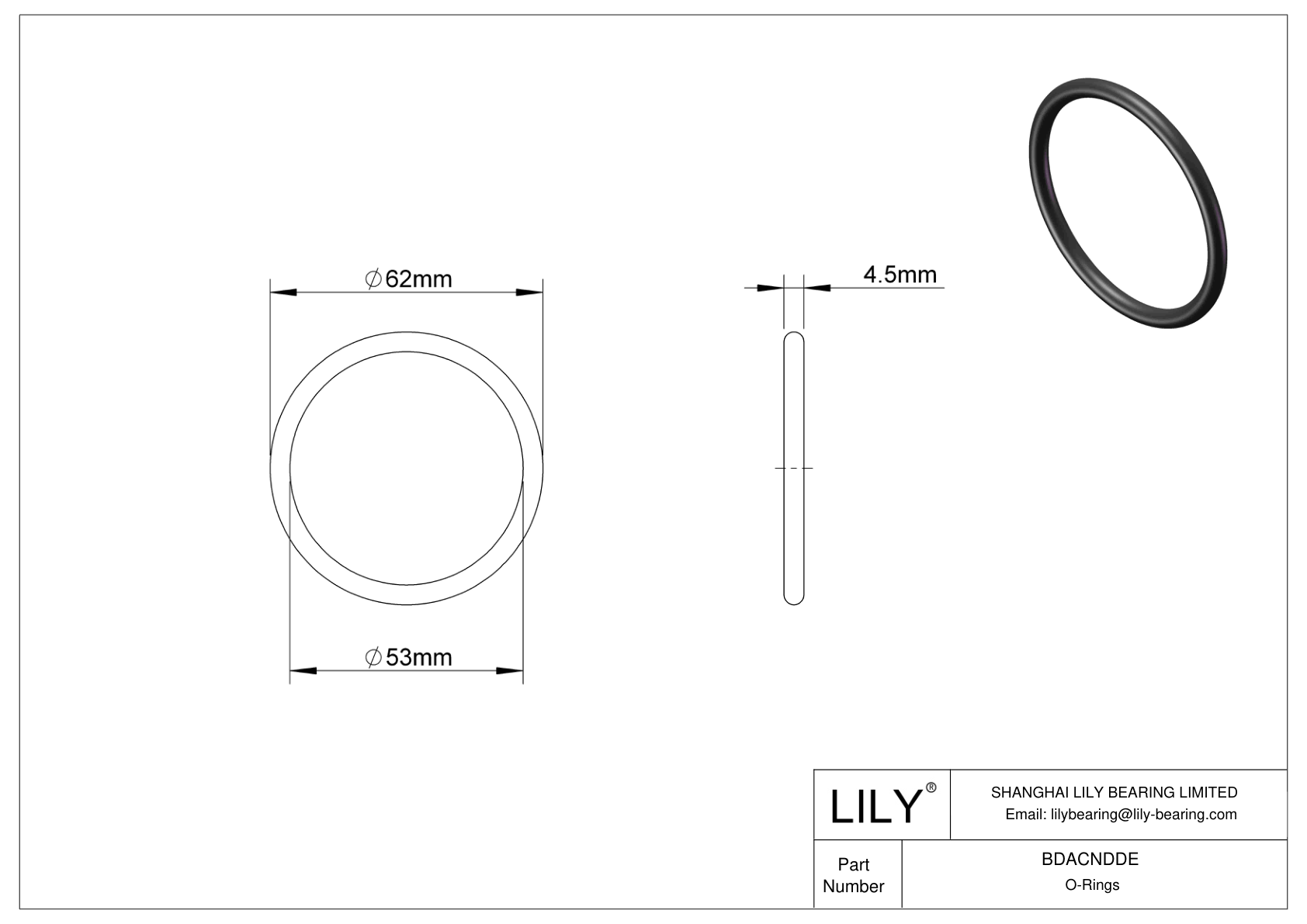 BDACNDDE Oil Resistant O-Rings Round cad drawing