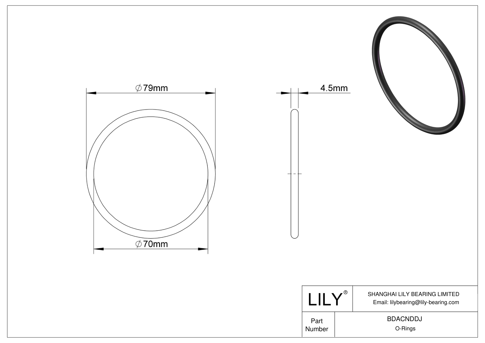 BDACNDDJ Oil Resistant O-Rings Round cad drawing