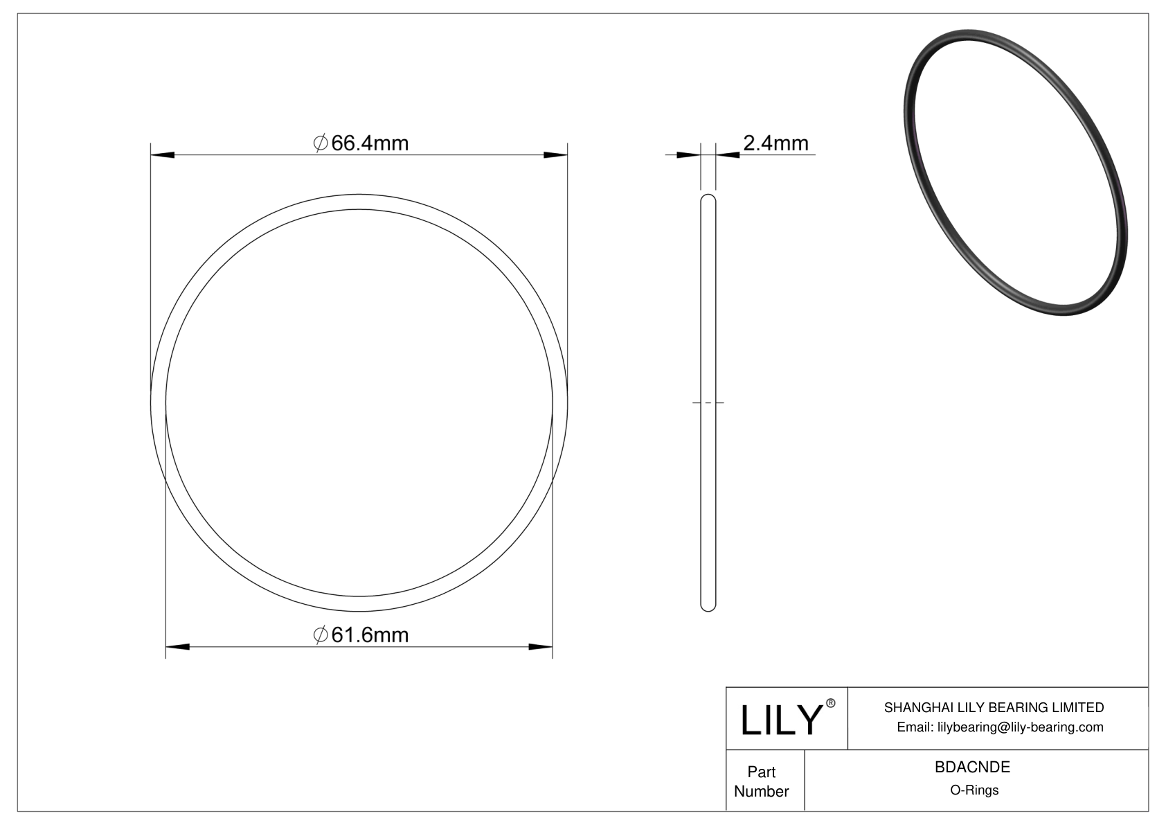 BDACNDE Oil Resistant O-Rings Round cad drawing