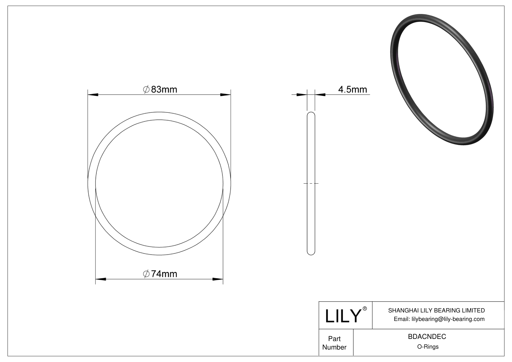 BDACNDEC Oil Resistant O-Rings Round cad drawing