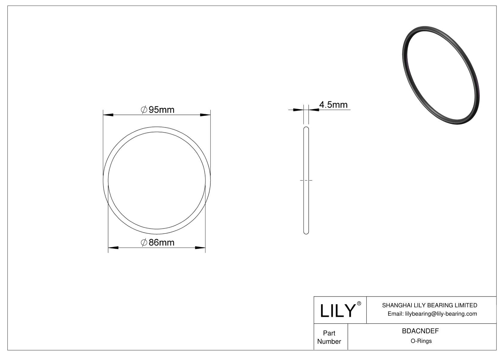 BDACNDEF Oil Resistant O-Rings Round cad drawing