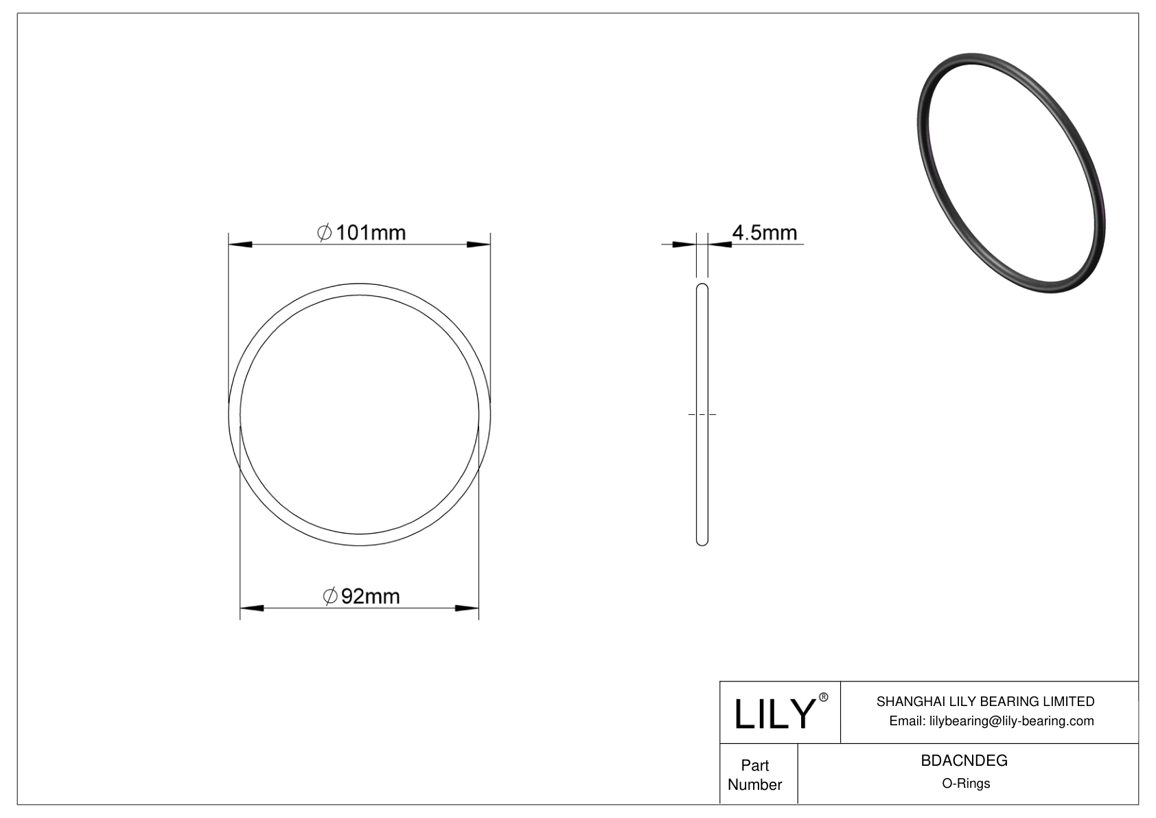 BDACNDEG Oil Resistant O-Rings Round cad drawing