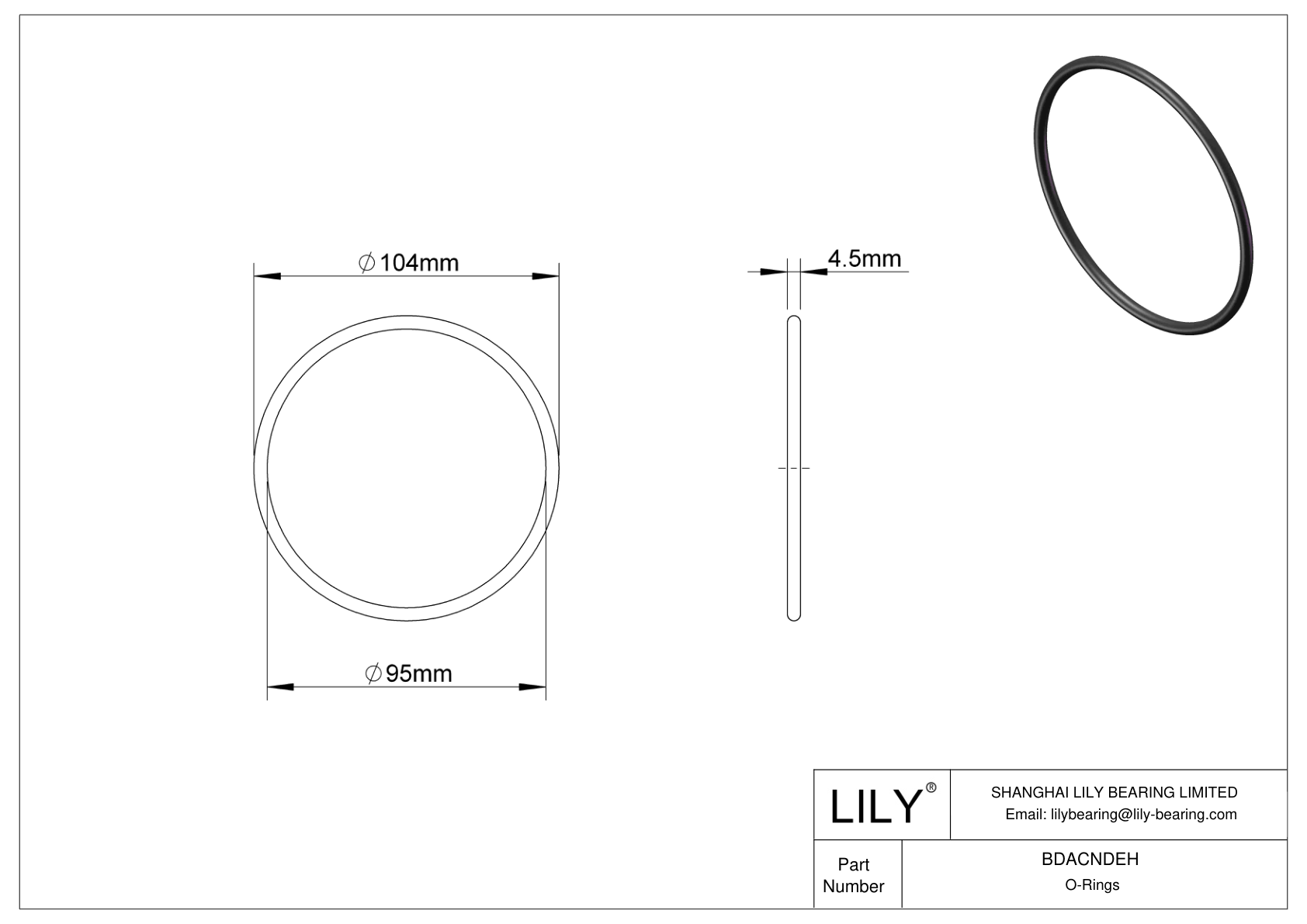 BDACNDEH Oil Resistant O-Rings Round cad drawing