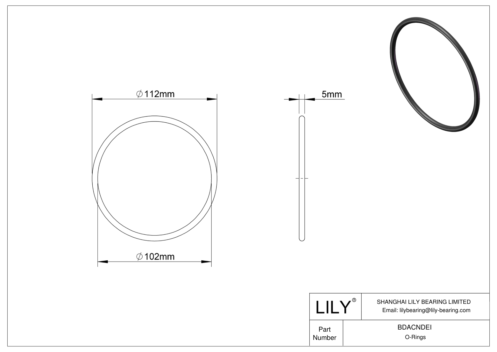 BDACNDEI Oil Resistant O-Rings Round cad drawing