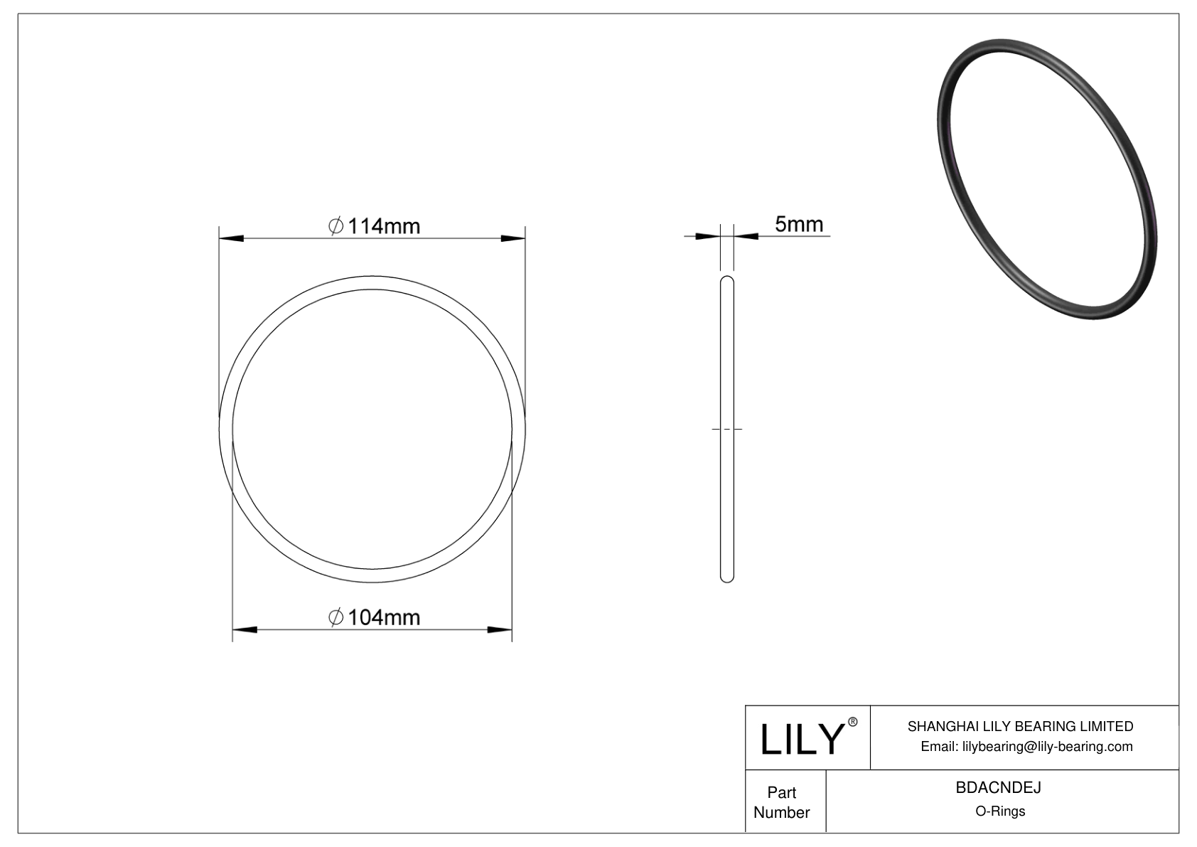 BDACNDEJ Oil Resistant O-Rings Round cad drawing