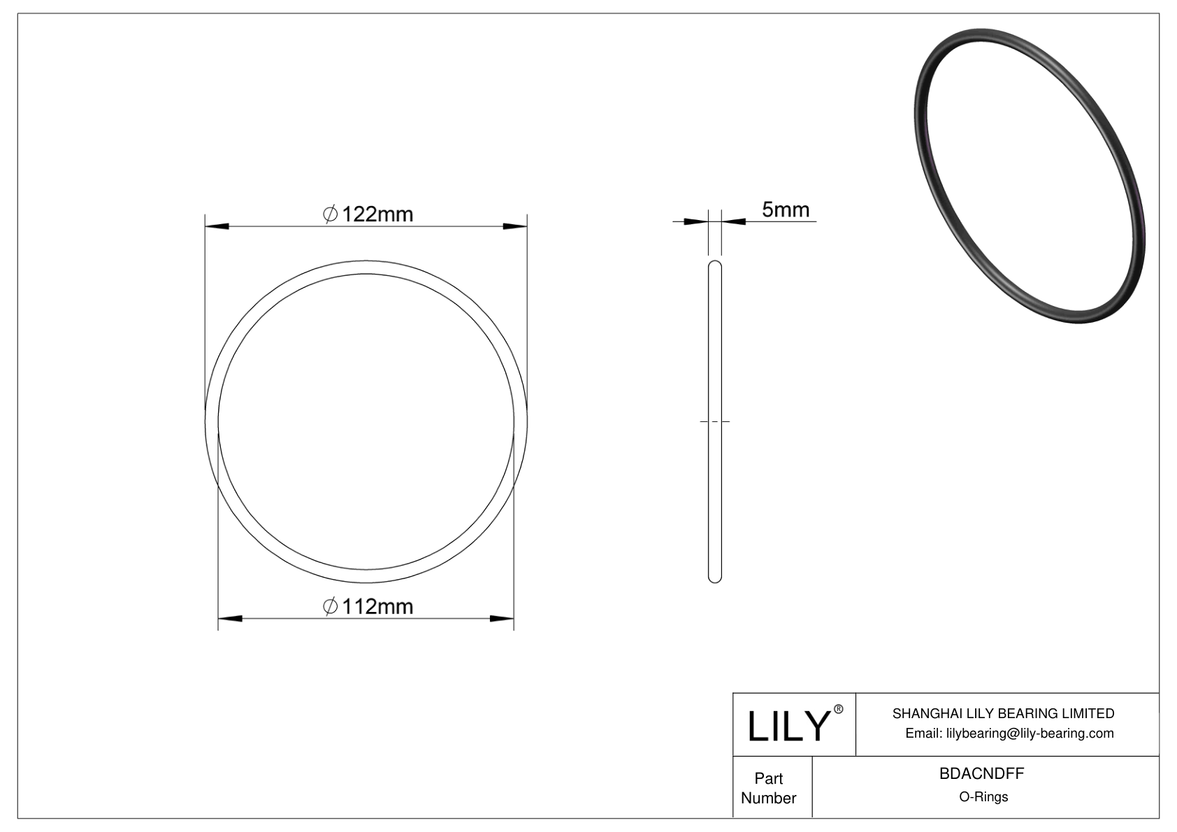 BDACNDFF Oil Resistant O-Rings Round cad drawing