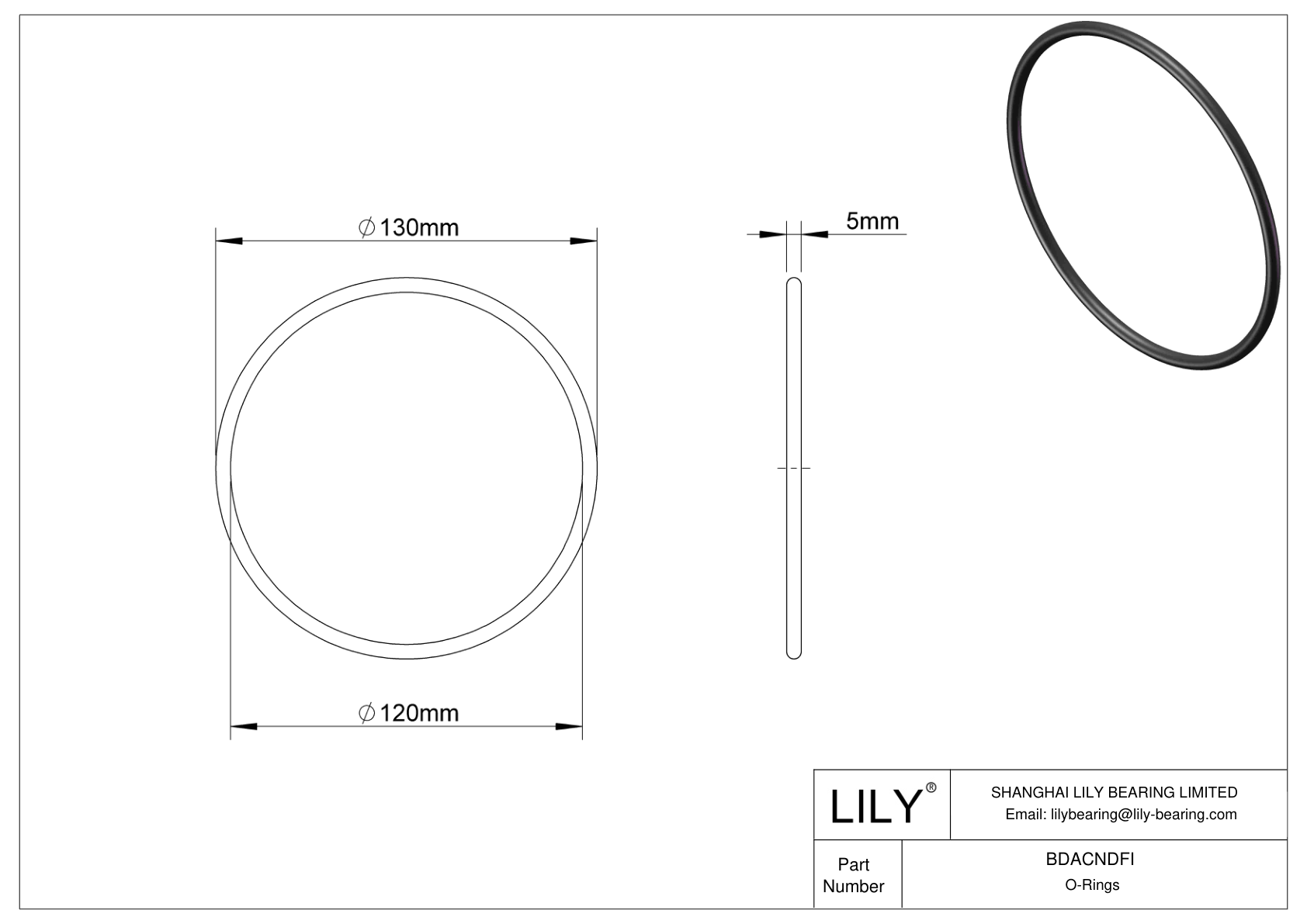 BDACNDFI Oil Resistant O-Rings Round cad drawing