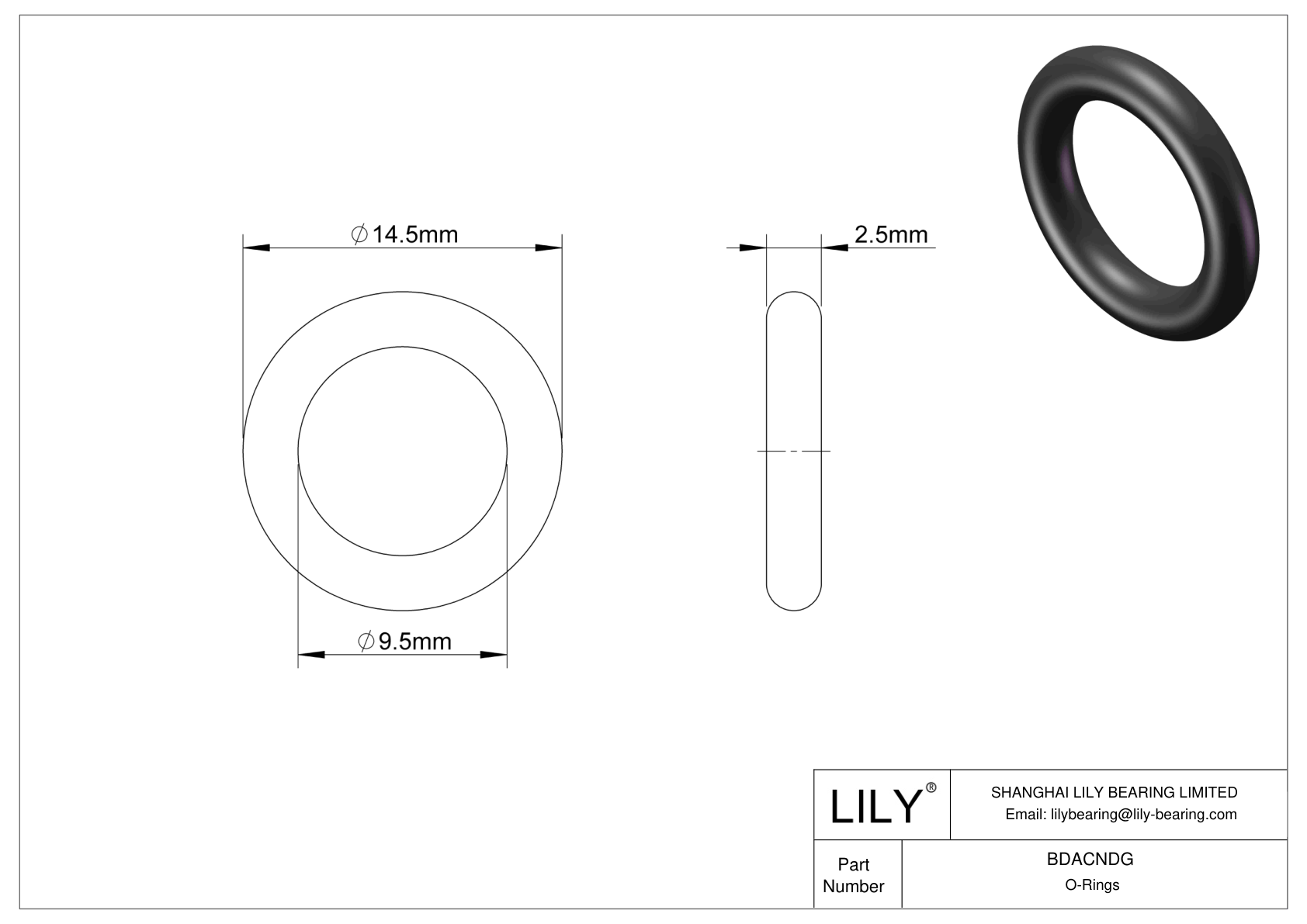 BDACNDG Oil Resistant O-Rings Round cad drawing