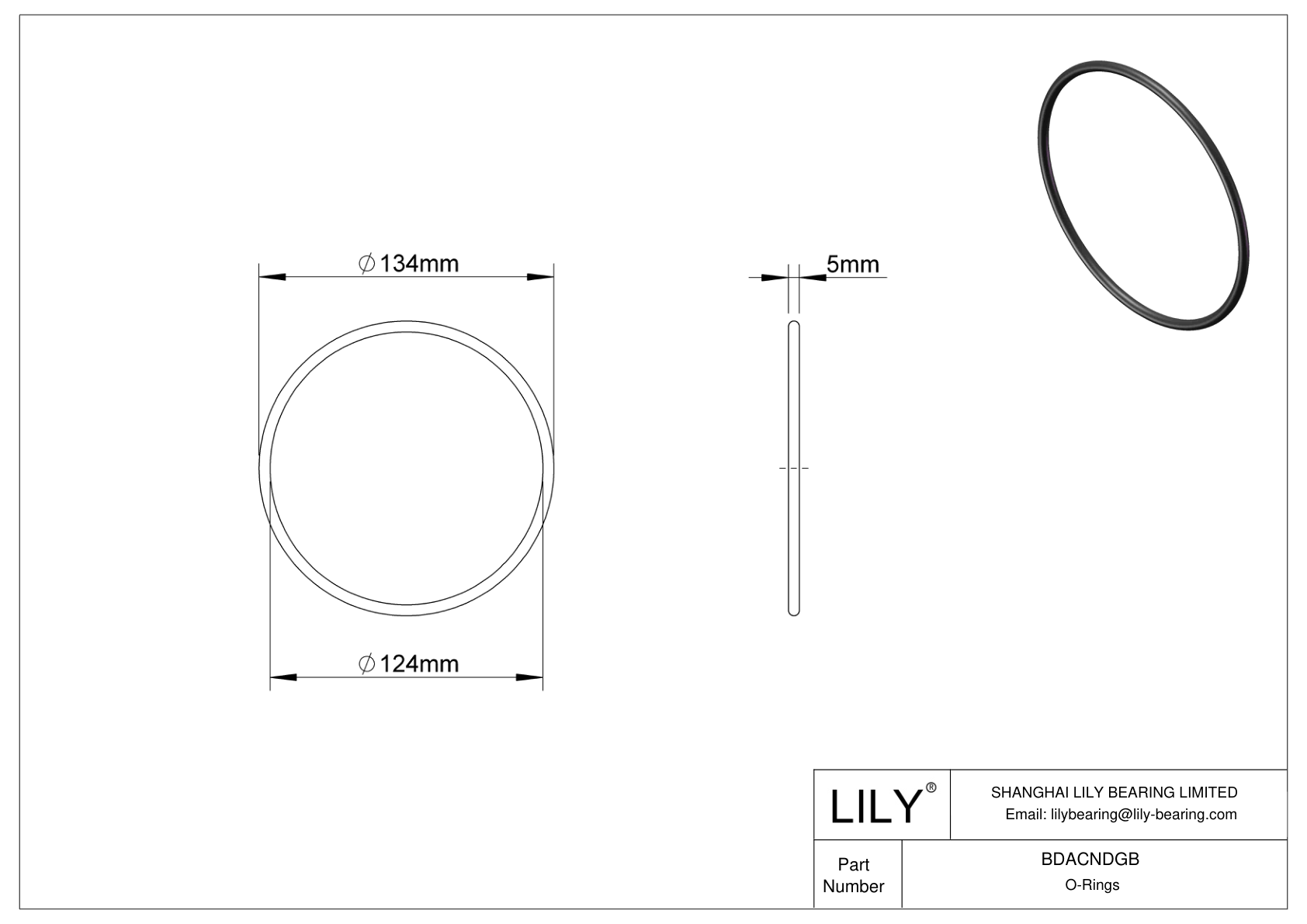 BDACNDGB Oil Resistant O-Rings Round cad drawing