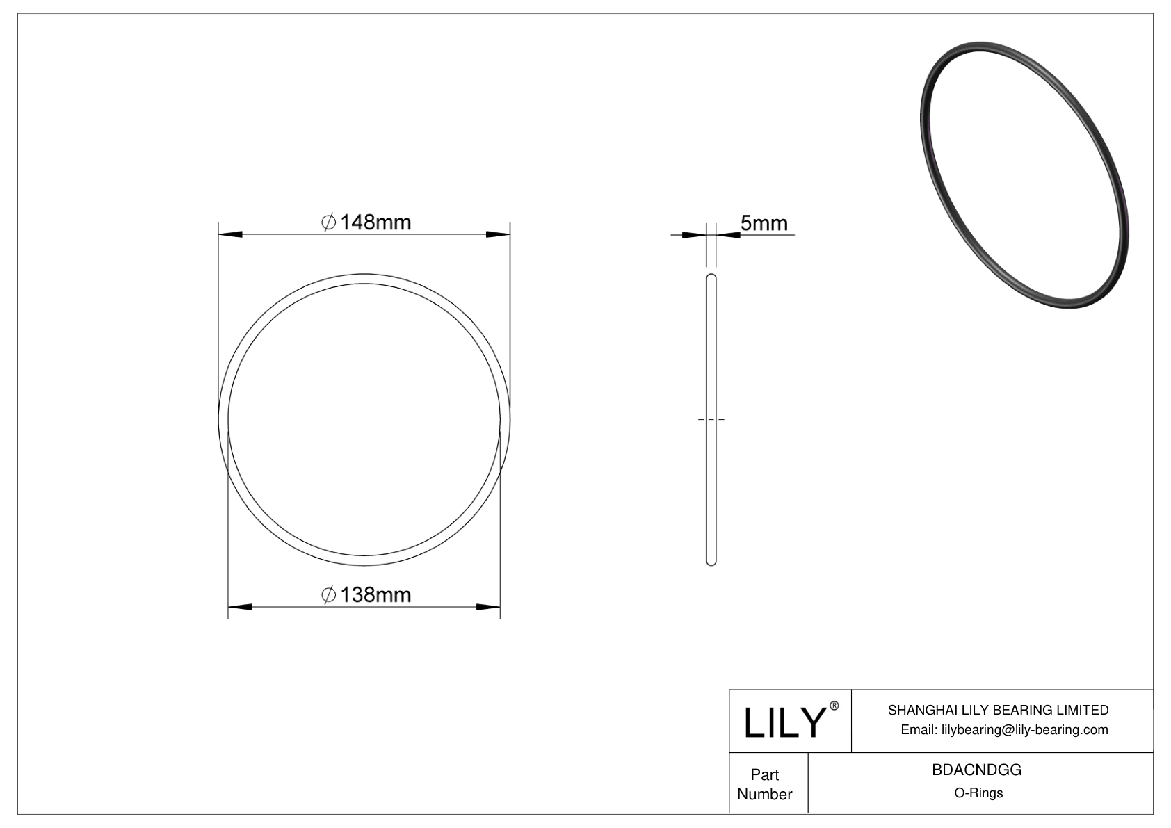 BDACNDGG Oil Resistant O-Rings Round cad drawing