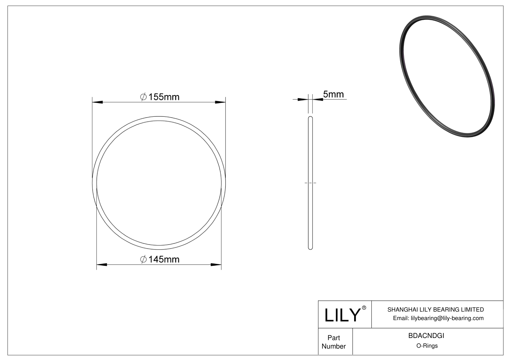 BDACNDGI Oil Resistant O-Rings Round cad drawing