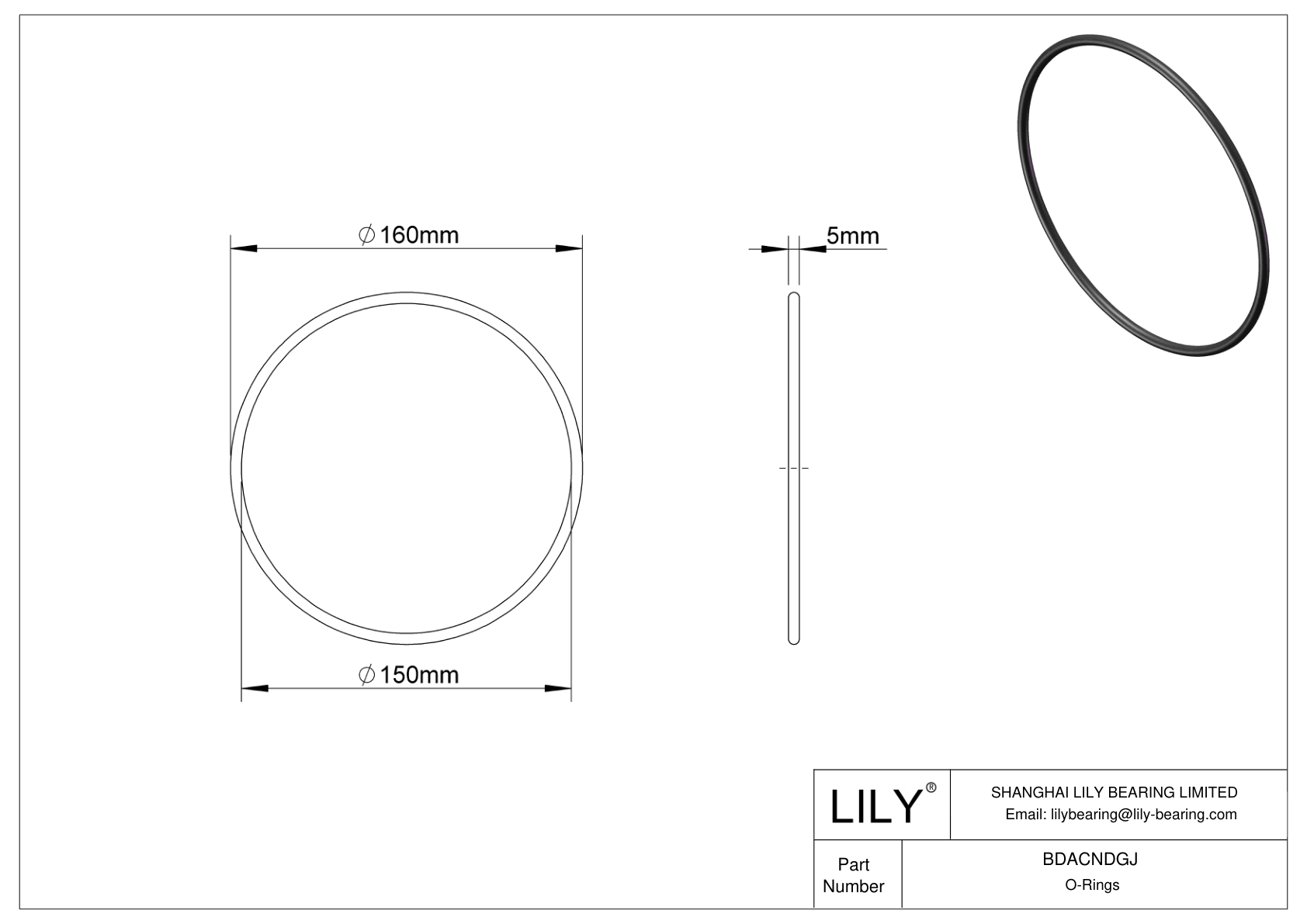 BDACNDGJ Oil Resistant O-Rings Round cad drawing