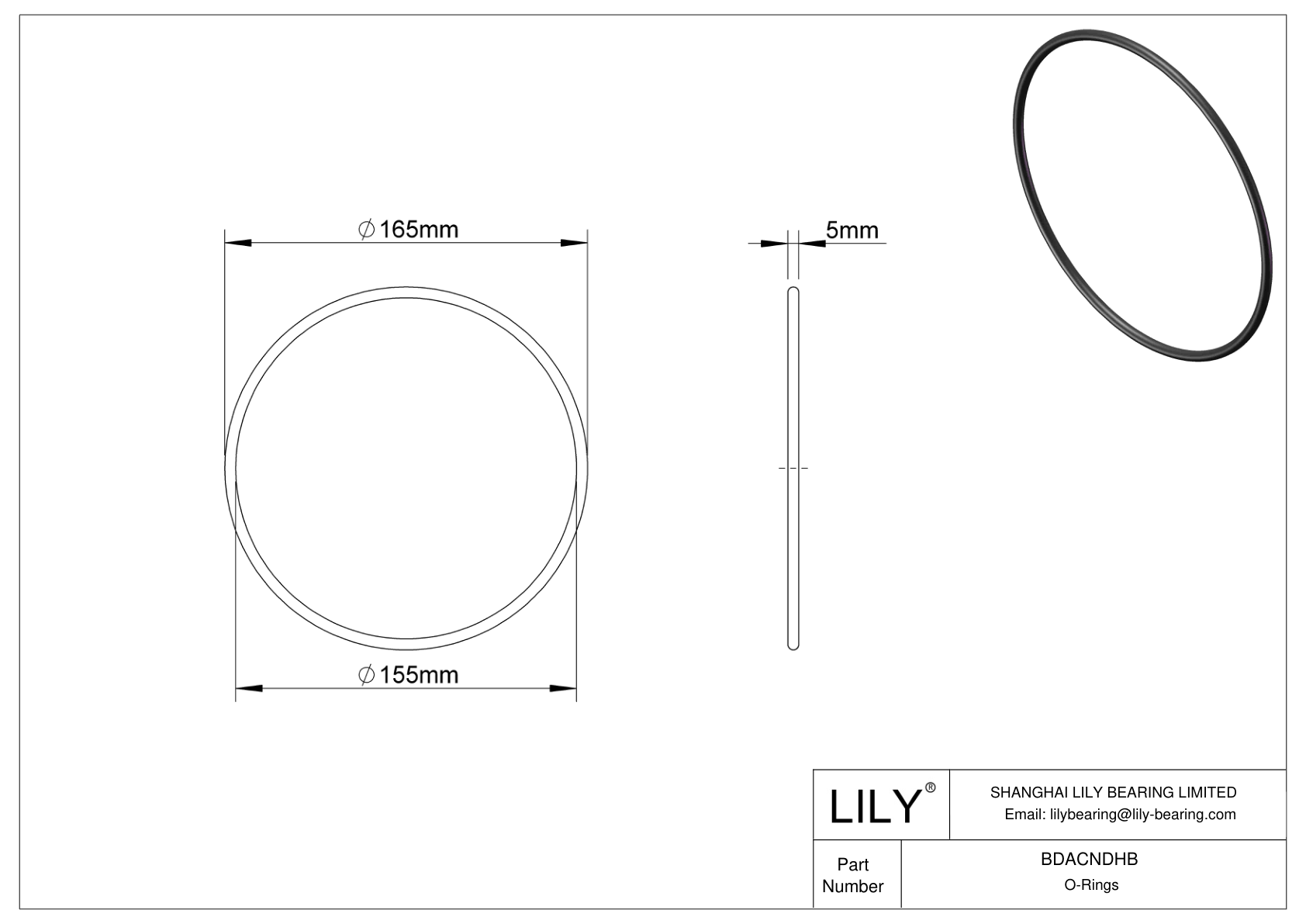 BDACNDHB Oil Resistant O-Rings Round cad drawing