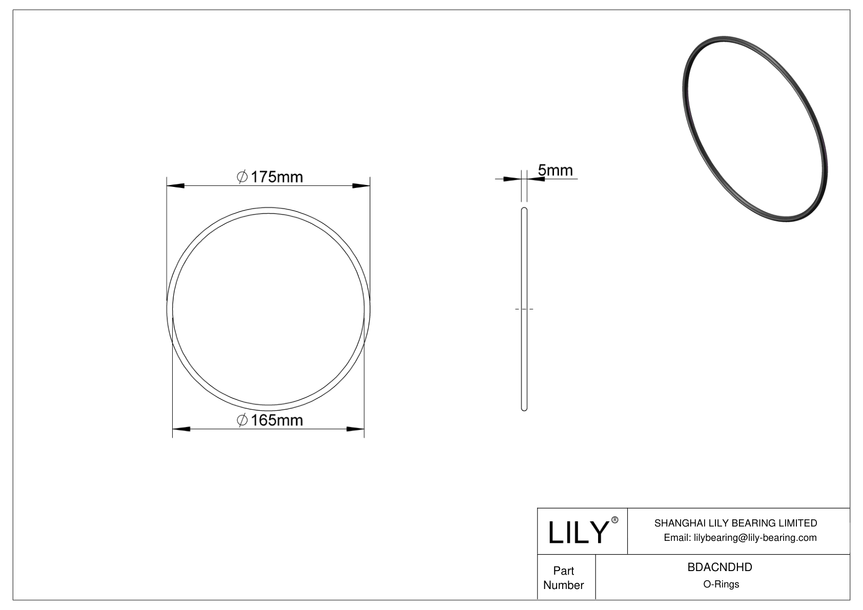 BDACNDHD Oil Resistant O-Rings Round cad drawing