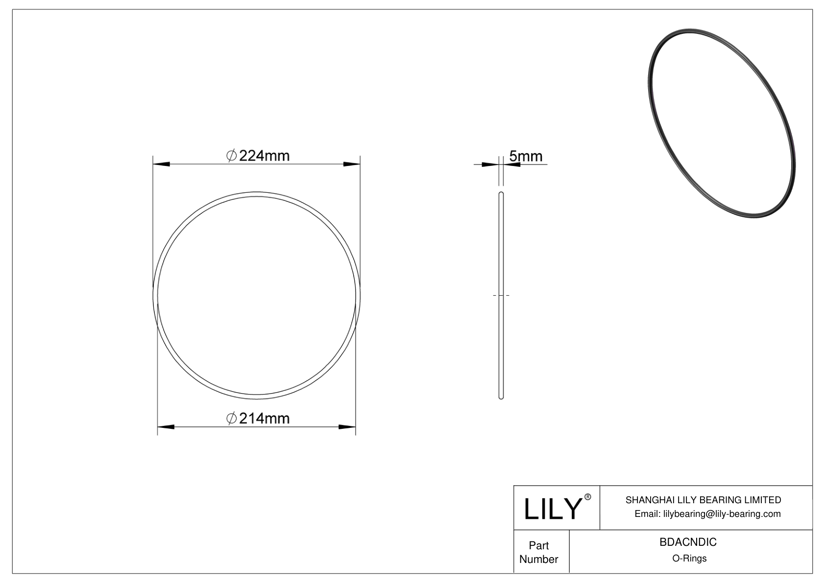 BDACNDIC Oil Resistant O-Rings Round cad drawing