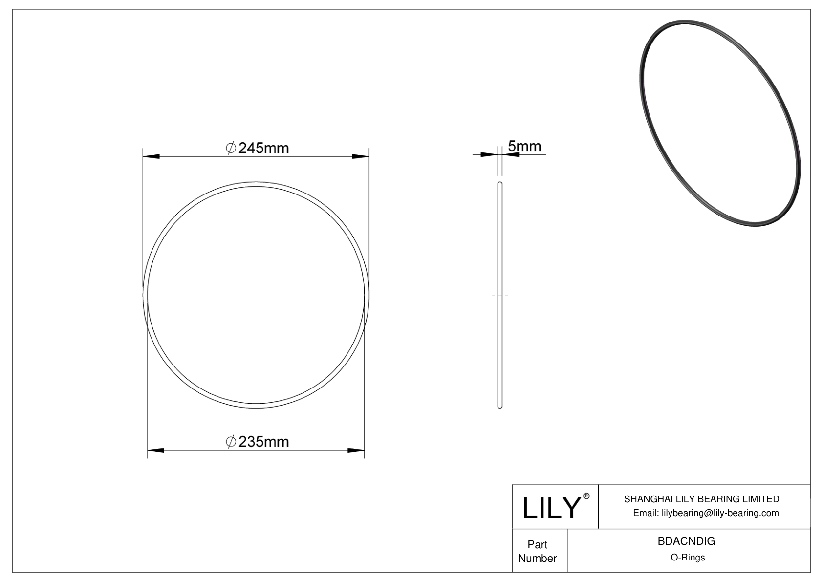 BDACNDIG Oil Resistant O-Rings Round cad drawing