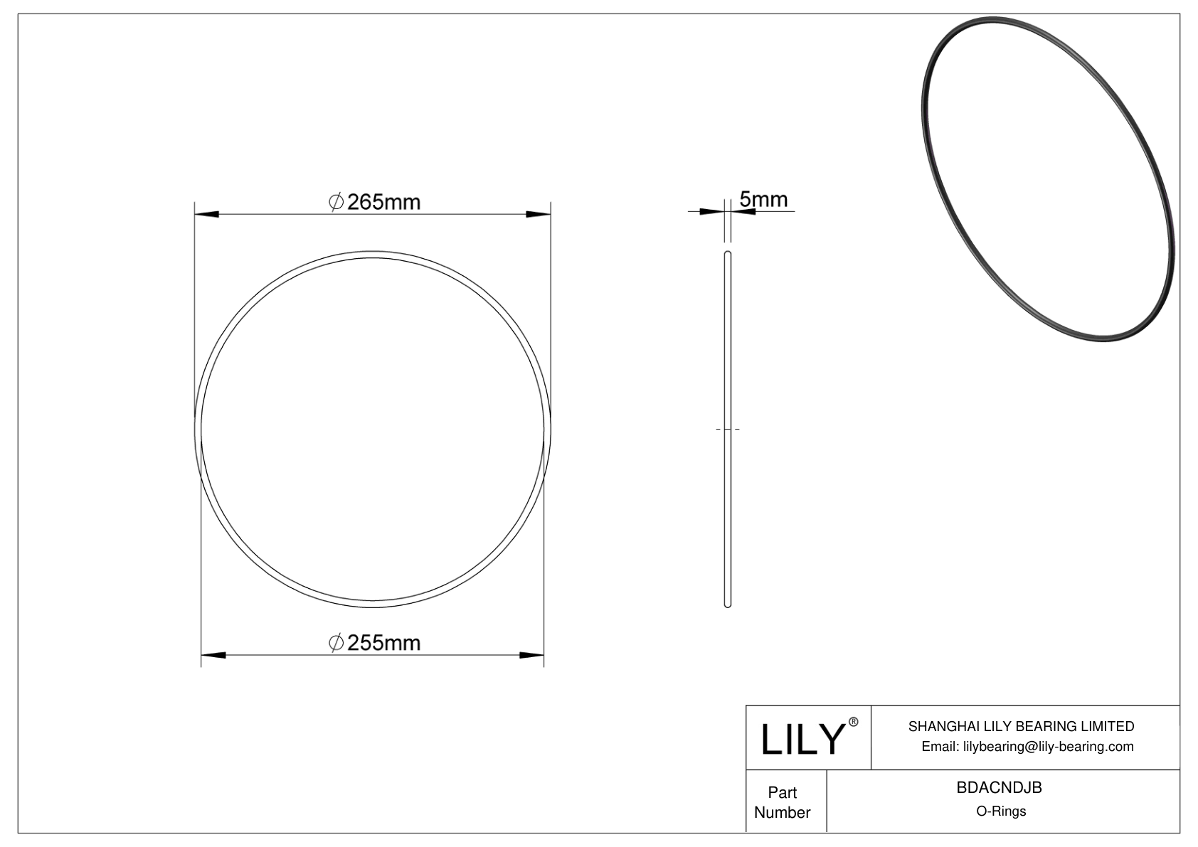 BDACNDJB Oil Resistant O-Rings Round cad drawing