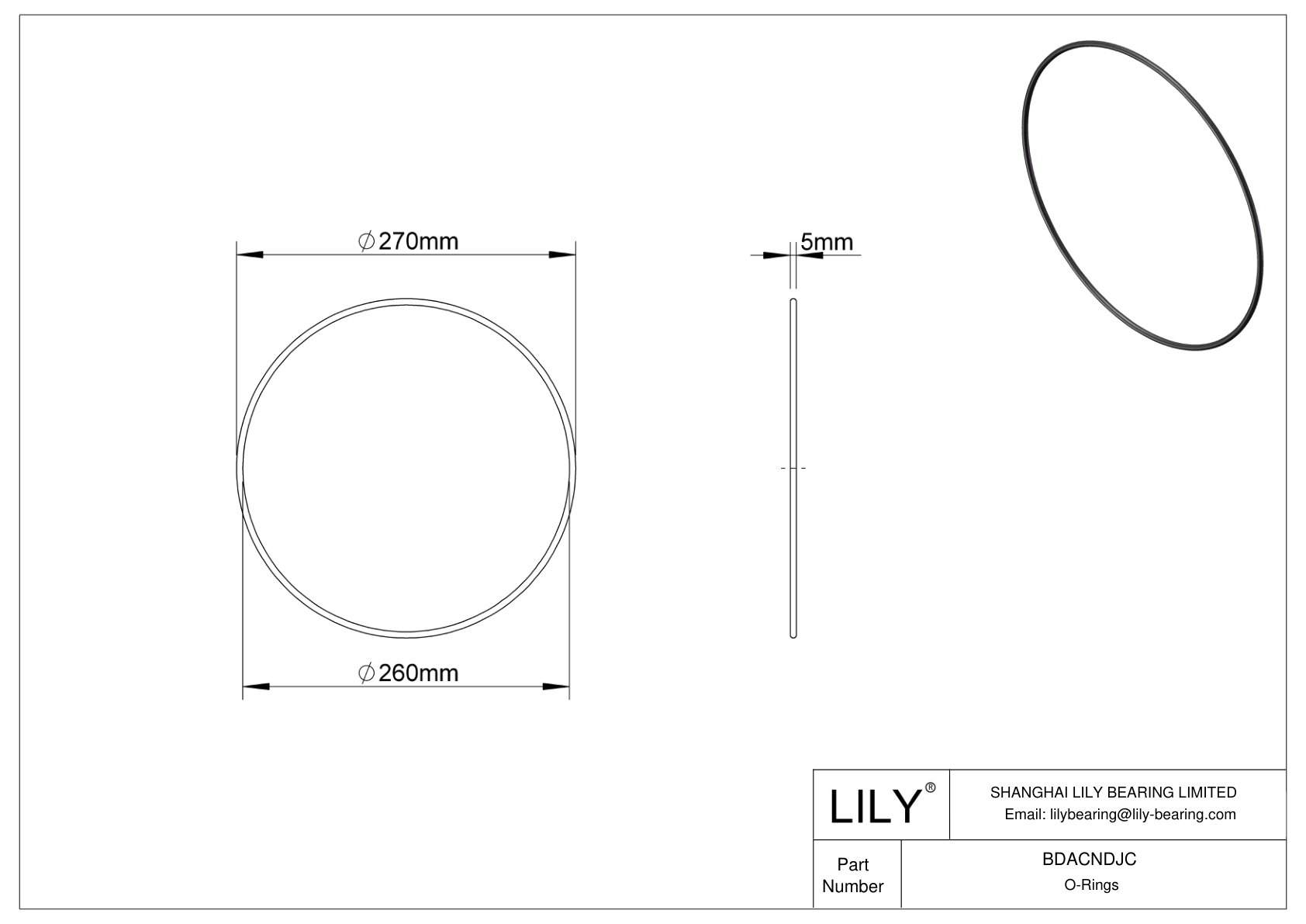 BDACNDJC Oil Resistant O-Rings Round cad drawing