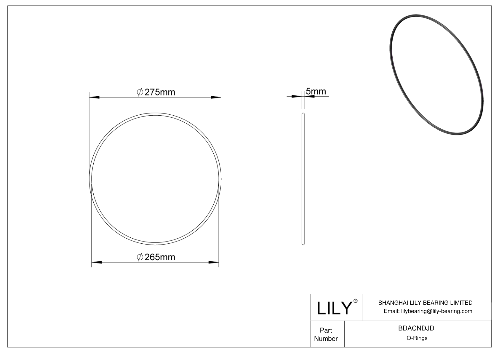 BDACNDJD Oil Resistant O-Rings Round cad drawing