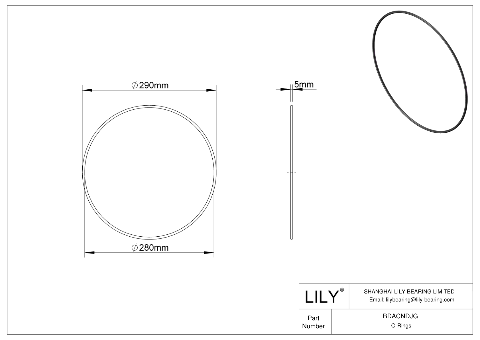 BDACNDJG Oil Resistant O-Rings Round cad drawing