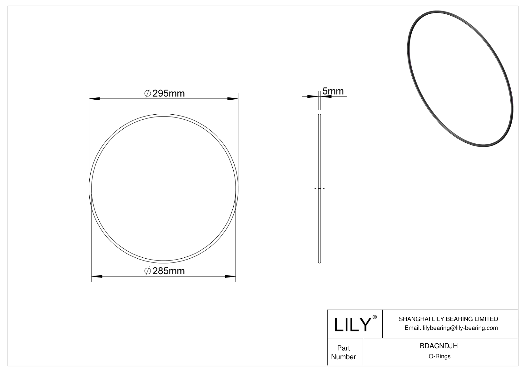 BDACNDJH Oil Resistant O-Rings Round cad drawing