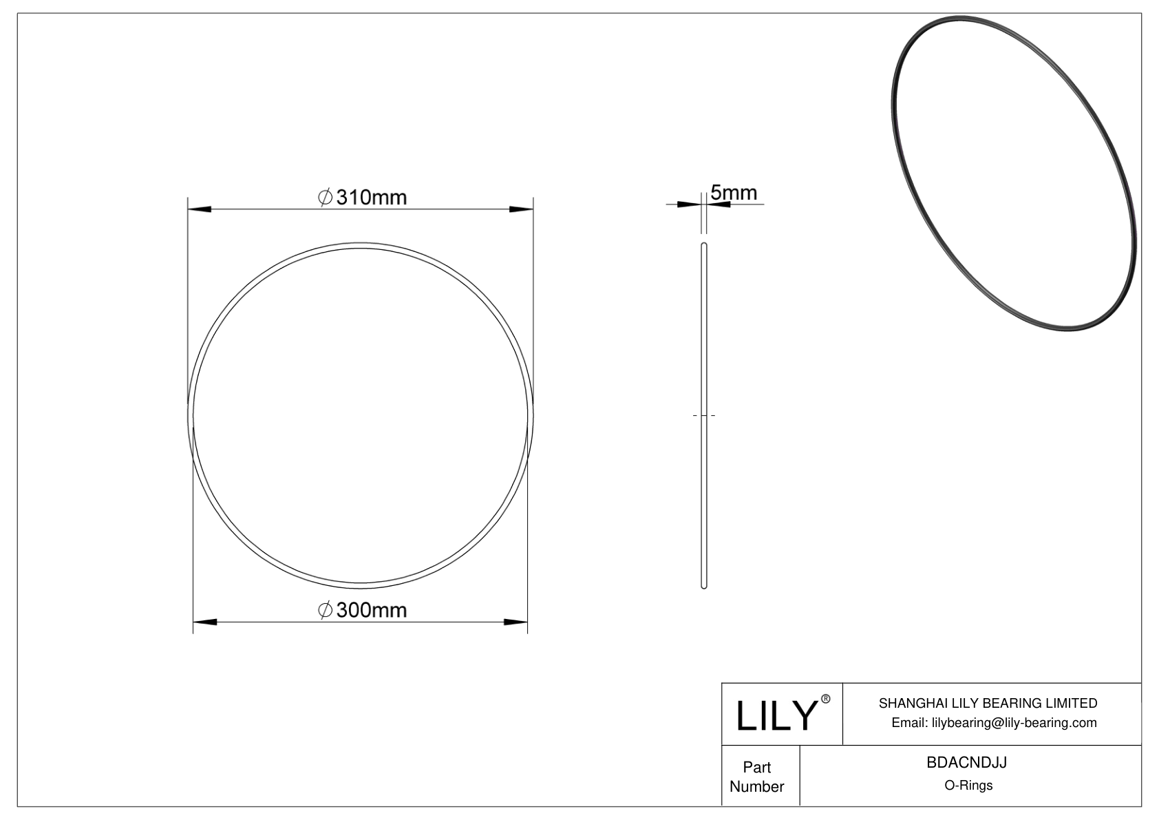 BDACNDJJ Oil Resistant O-Rings Round cad drawing