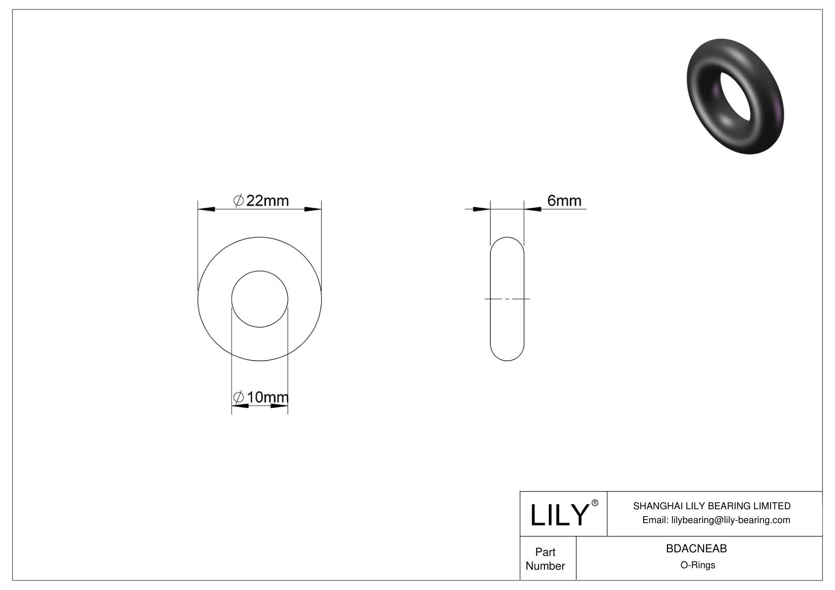 BDACNEAB Oil Resistant O-Rings Round cad drawing